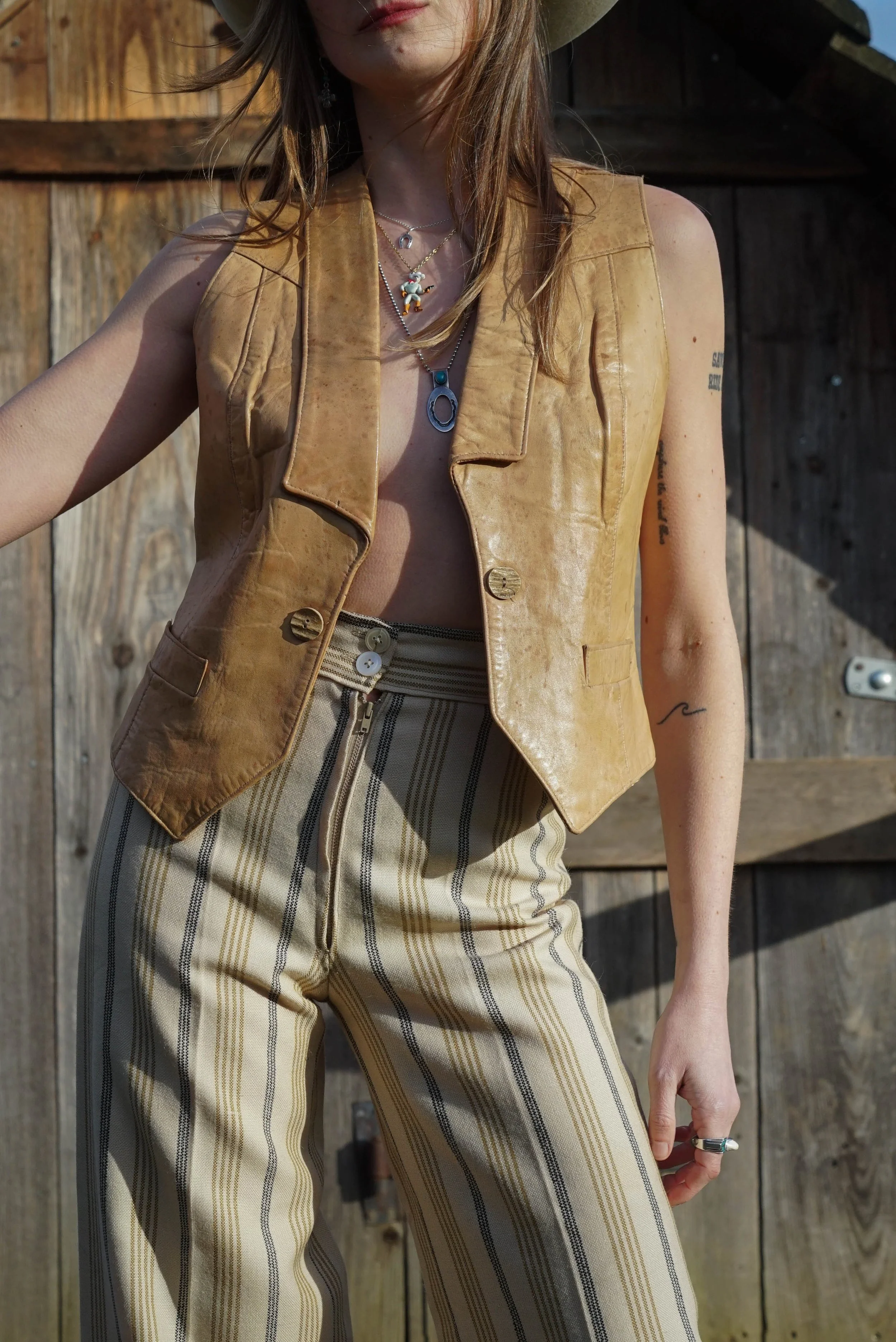 70s vintage Tony Lama leather waistcoat