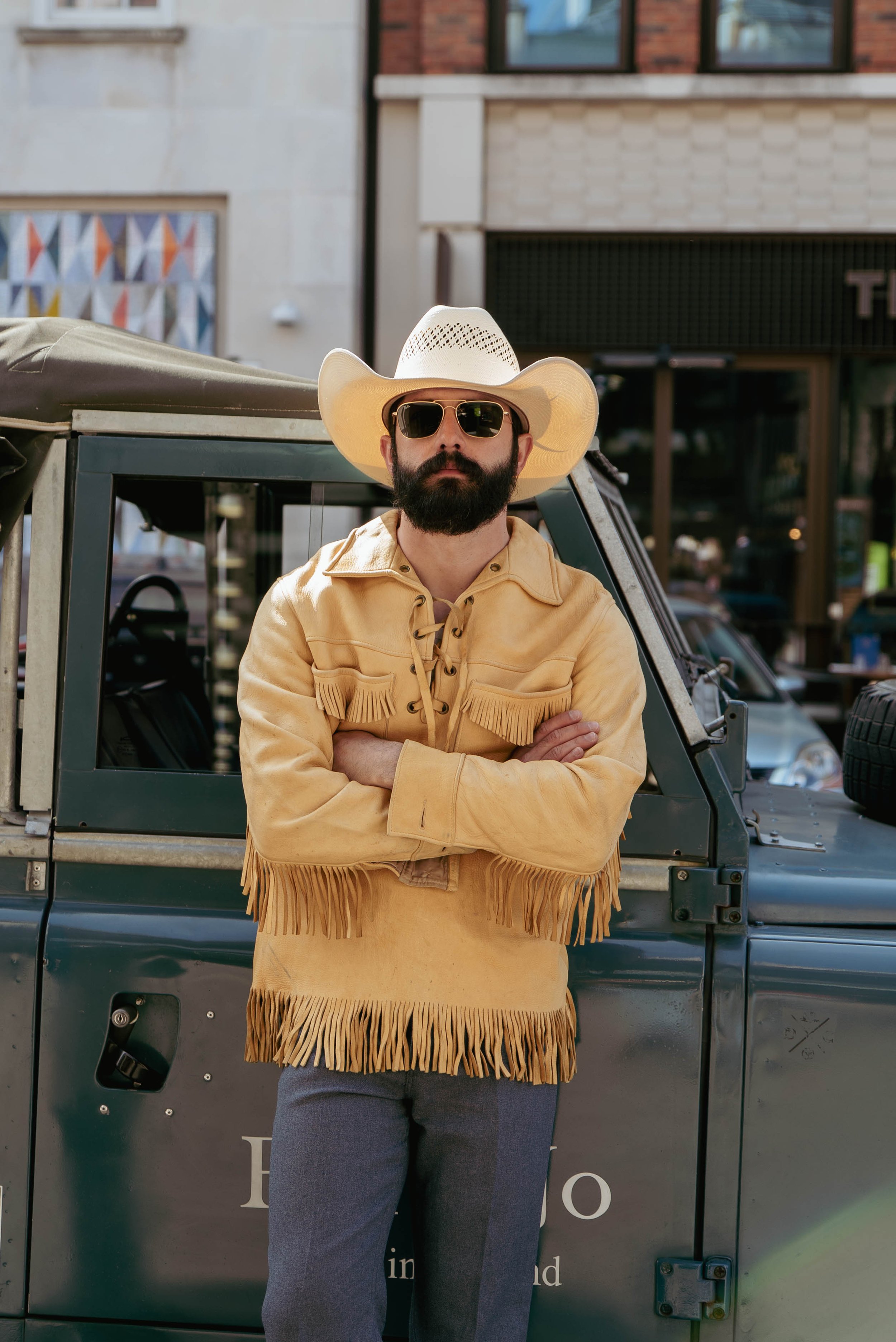 70s vintage buckskin fringe overshirt