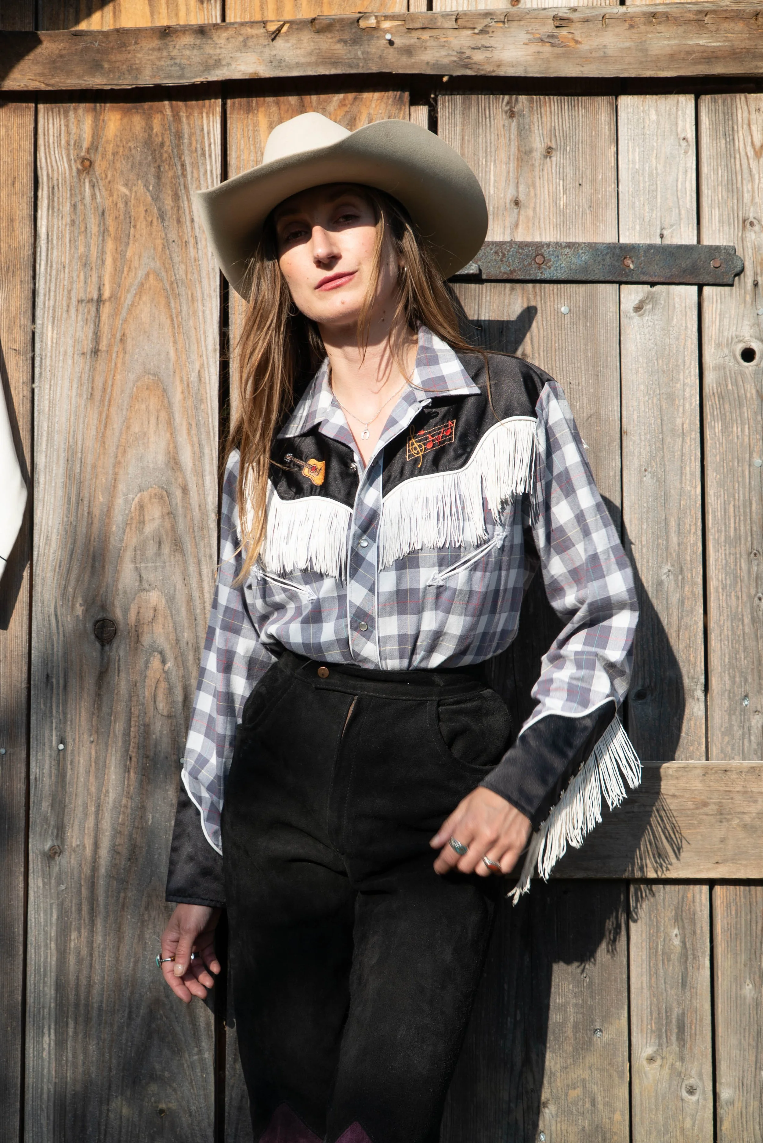 90s Tejas western fringe shirt M