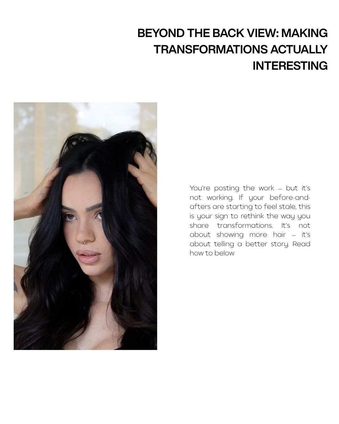 Helping hairdressers break the boring scroll with story driven content 🎬✨

The work is there. The results are fire. 🔥
But if your transformation content still feels a little... blah, it&rsquo;s not the hair.
It&rsquo;s the how.

We&rsquo;ve all see
