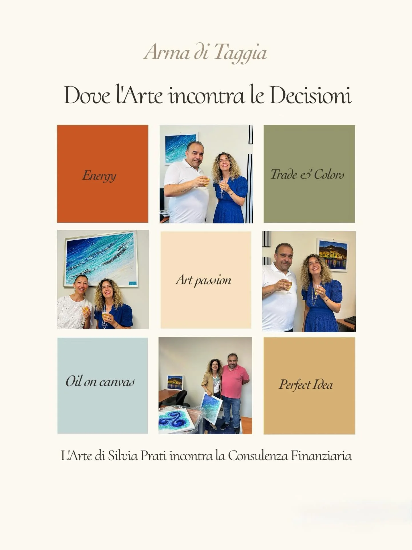 🎨🎨 Dove l'Arte incontra le decisioni 💫
I quadri di Silvia Prati incontrano il mondo della Consulenza Finanziaria 👨&zwj;💼

#arte #energy #fiducia #oiloncanvas #armaditaggia #colors #colorful #trading