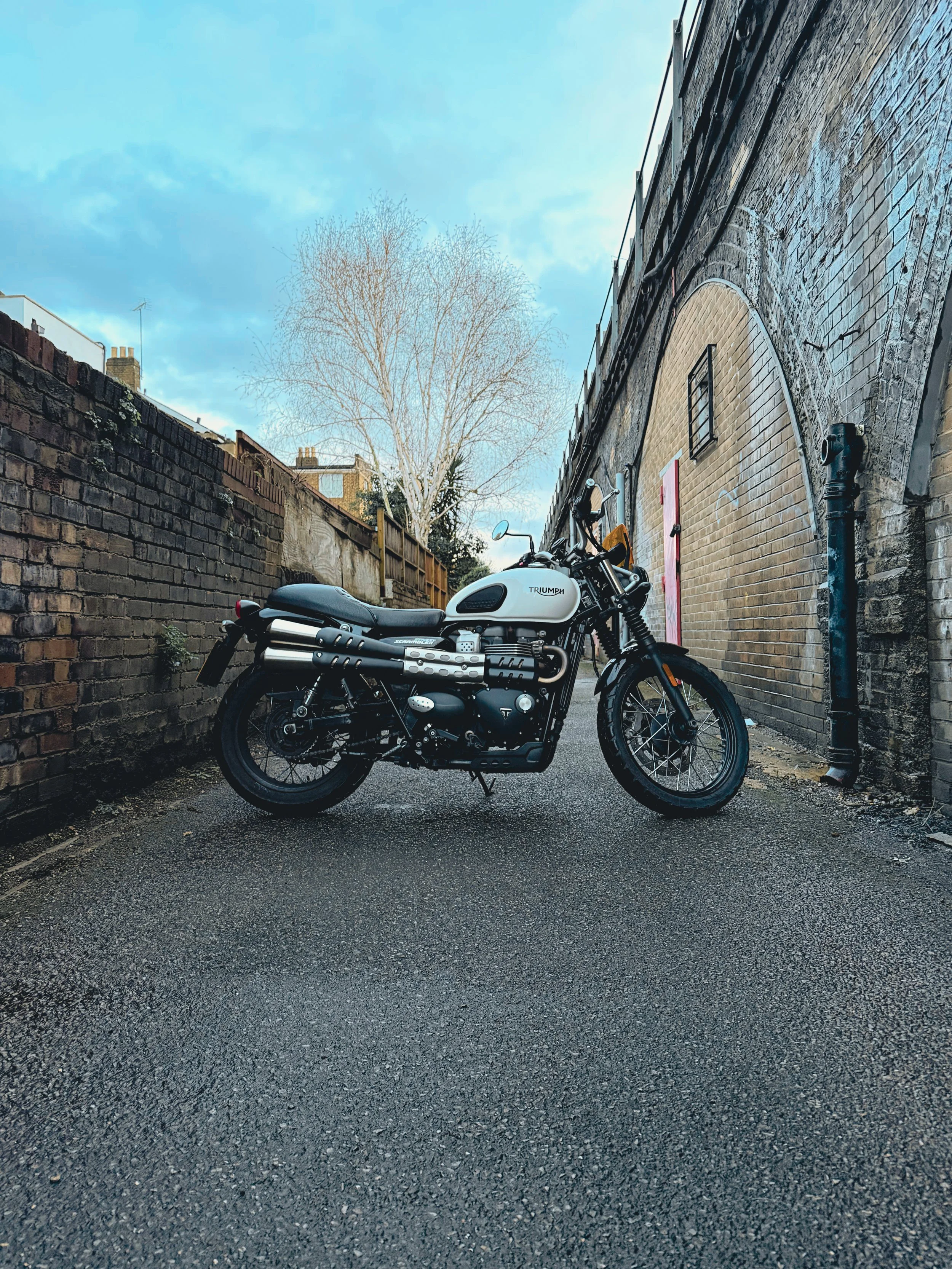 Triumph motorbike London arches