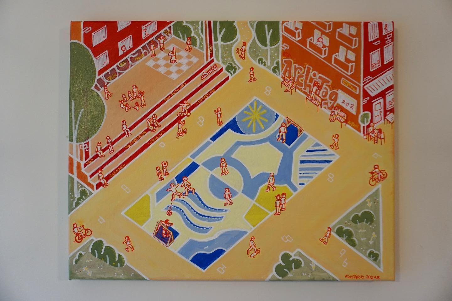 Streetlife Plaza in Architags-City. #painting #illustration #streetart #graffiti #skateboarding #streetlife #architags