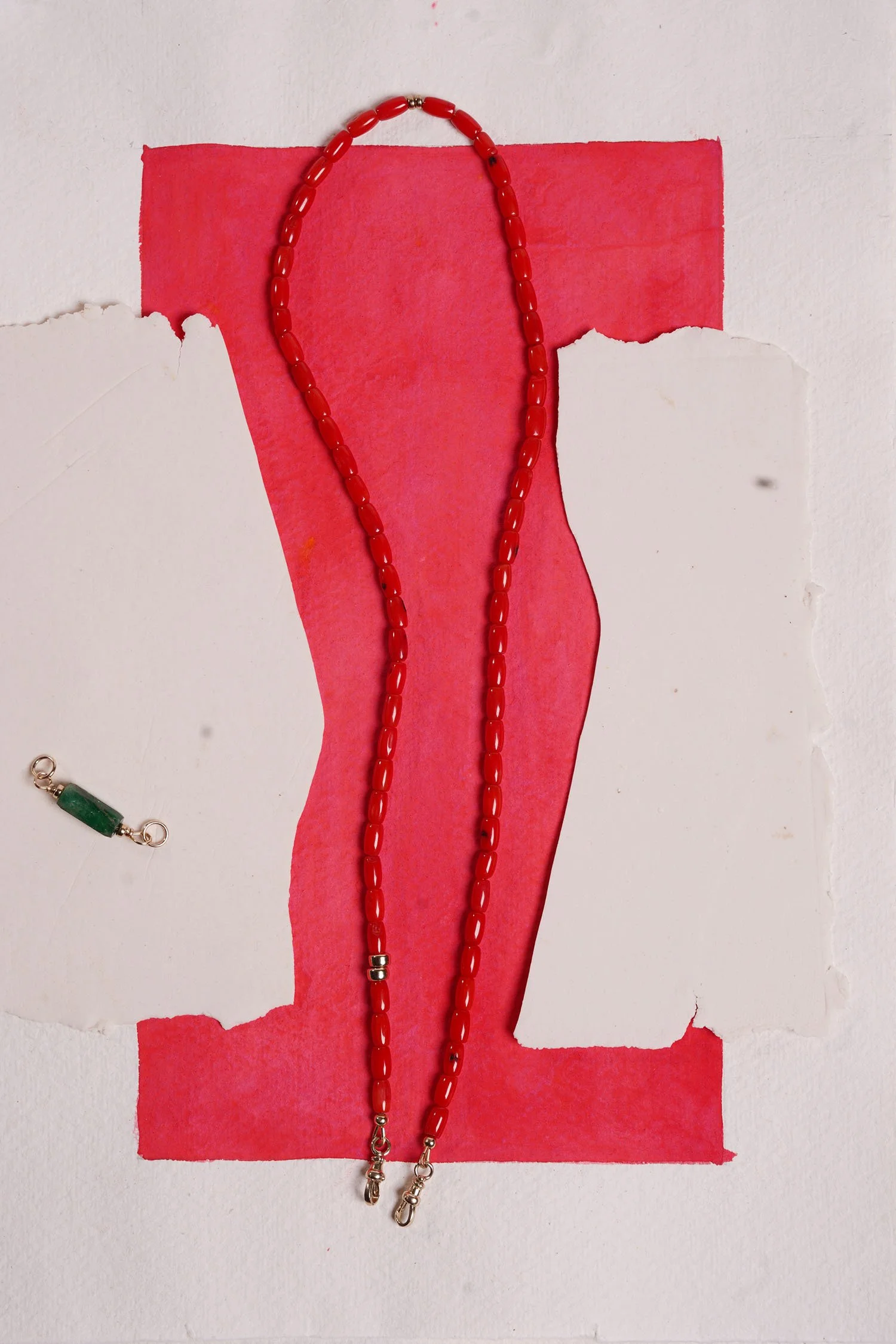 coral necklace with emerald pendant clay .jpg