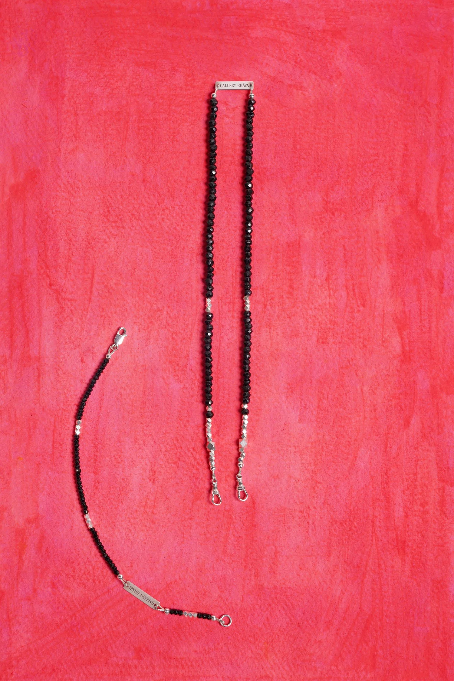Black Spinel Necklace & Steling Silver.