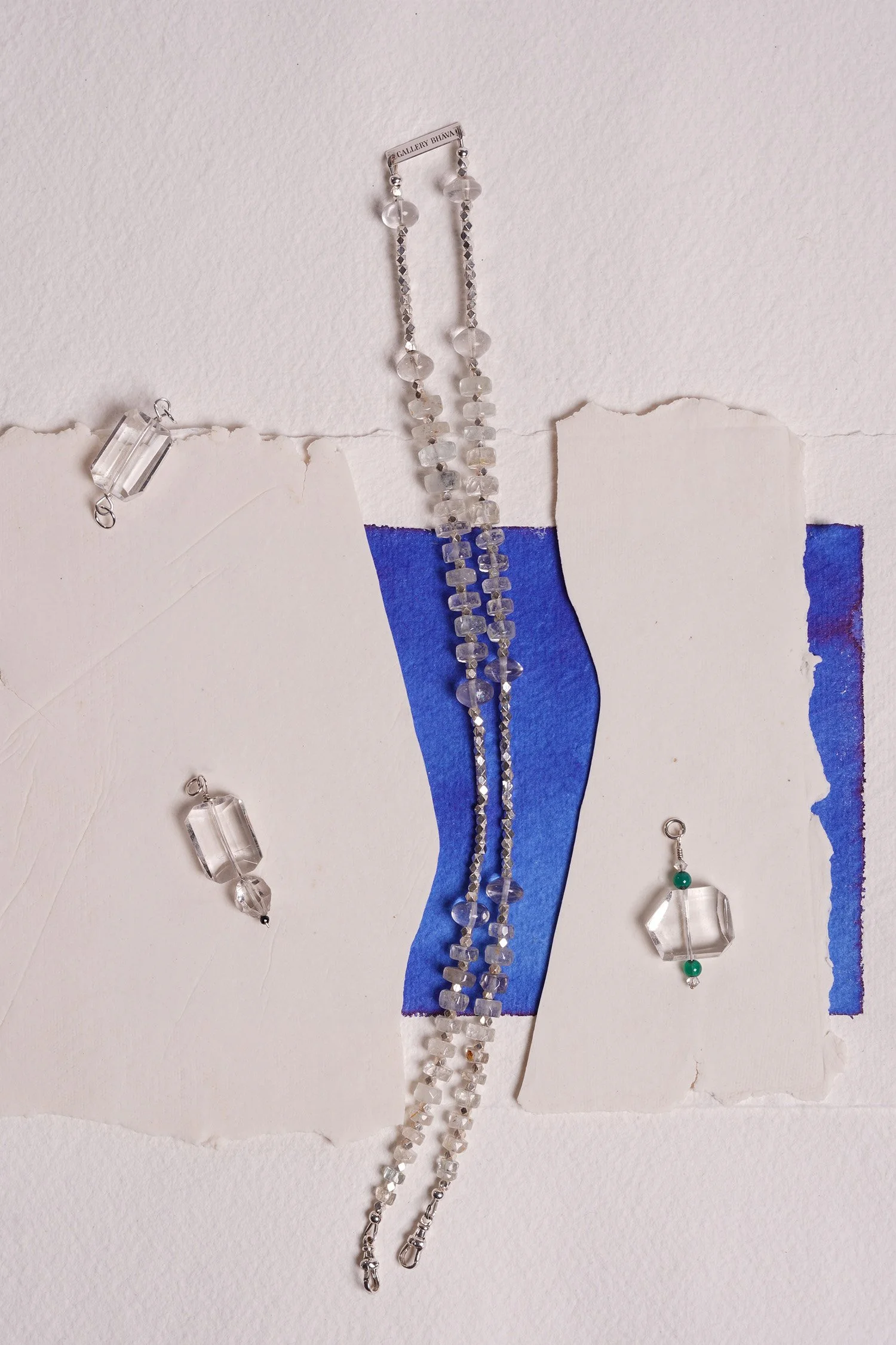 Aquamarine & Quartz necklace with pendant set