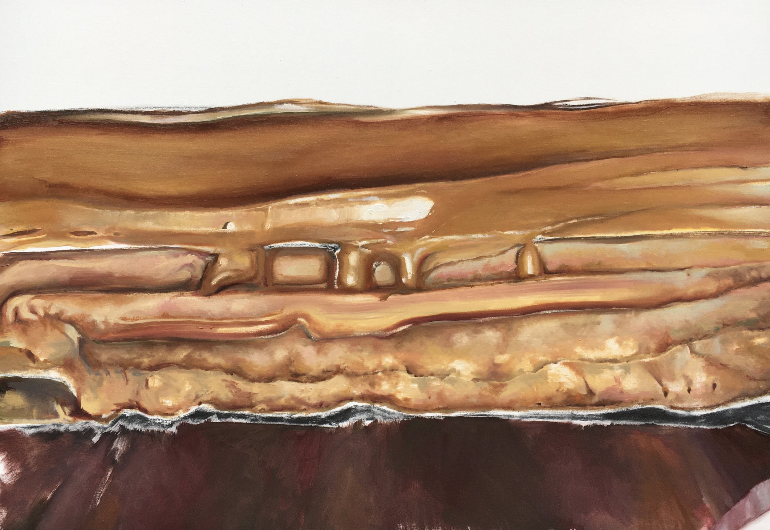 En tranche, huile et fusain sur toile, 116x81 cm © Araso 2021 