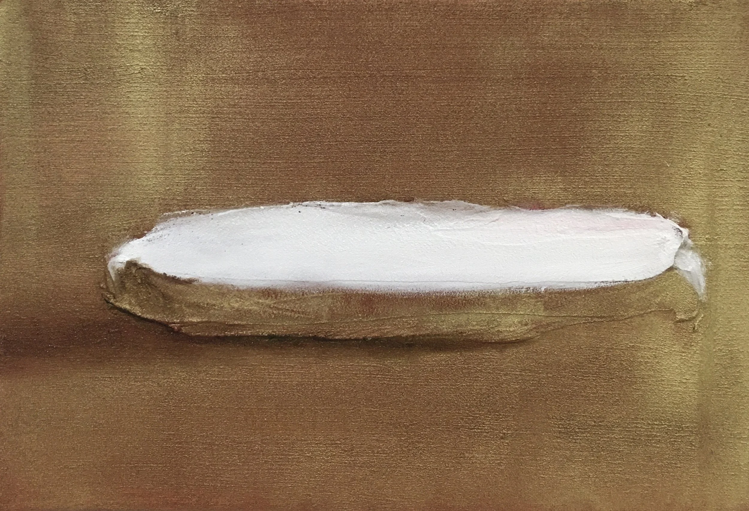 En bref, mortier, huile et pigment or sur toile, 19 x 27 cm, © Araso 2022
