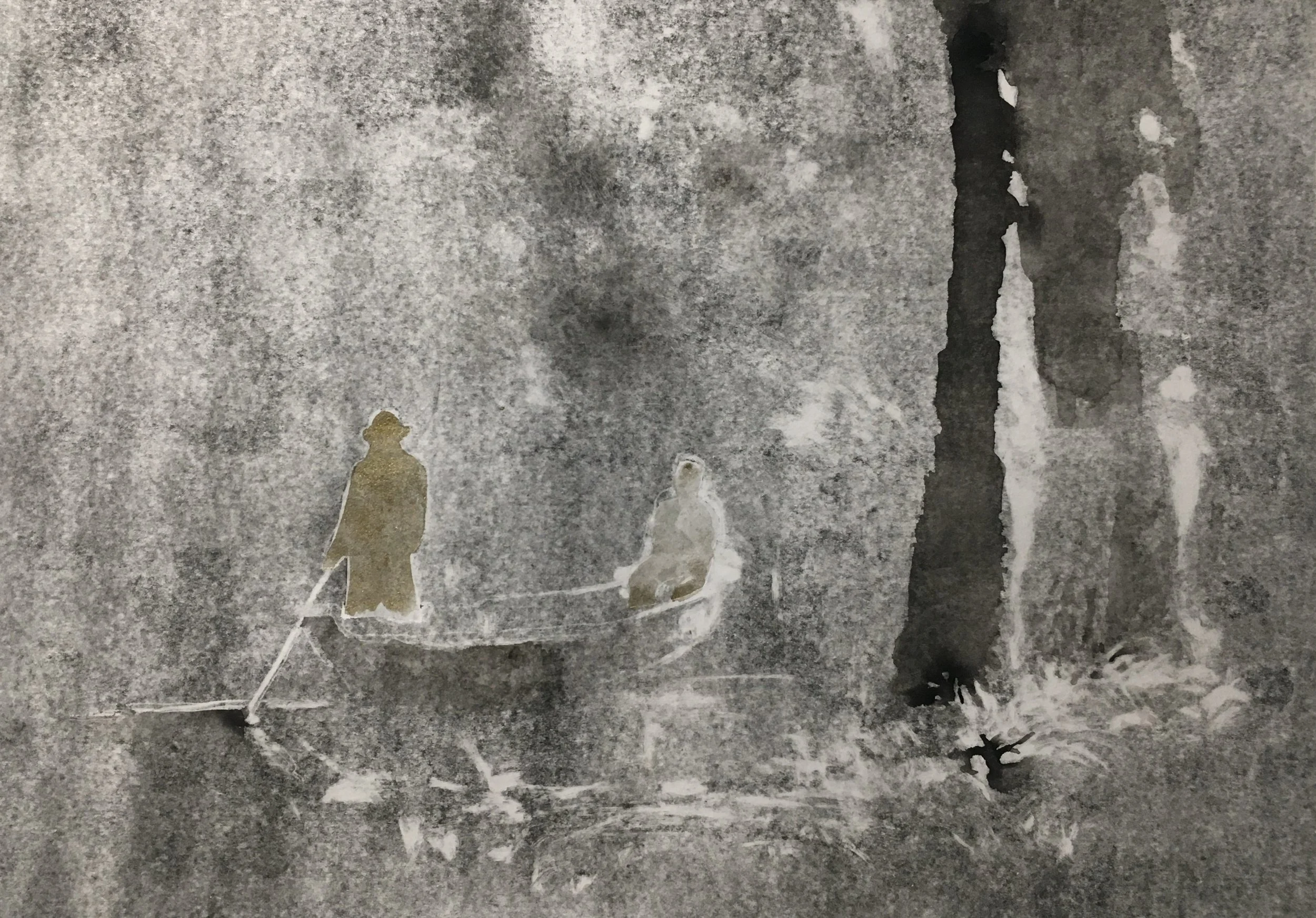 Ouverture II. Monotype, encre, pigment or sur papier 30 x 42 cm. 2025 © Araso 2025