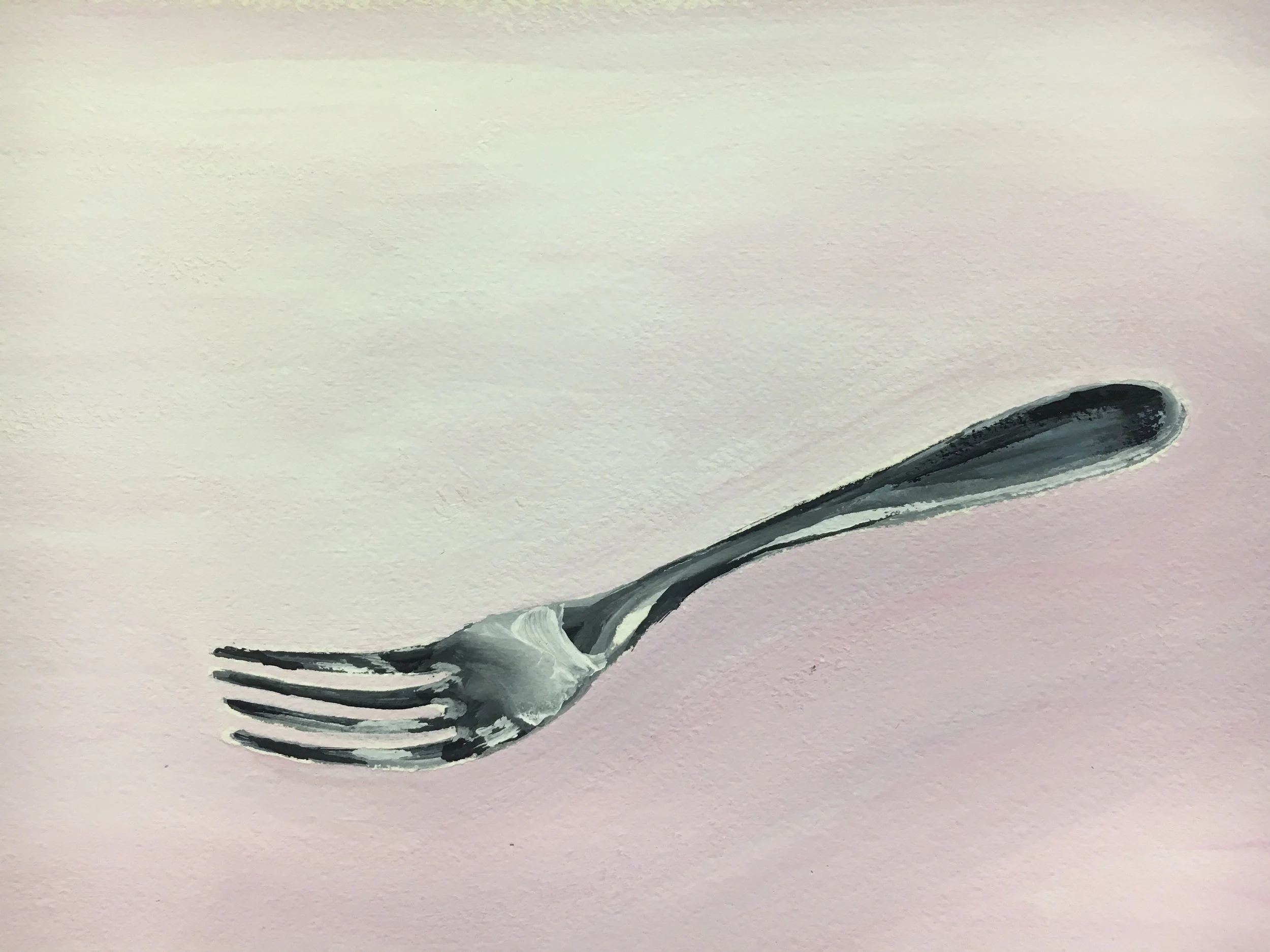 Fork play, gouache sur papier, 44,5 x 26 cm © Araso 2021