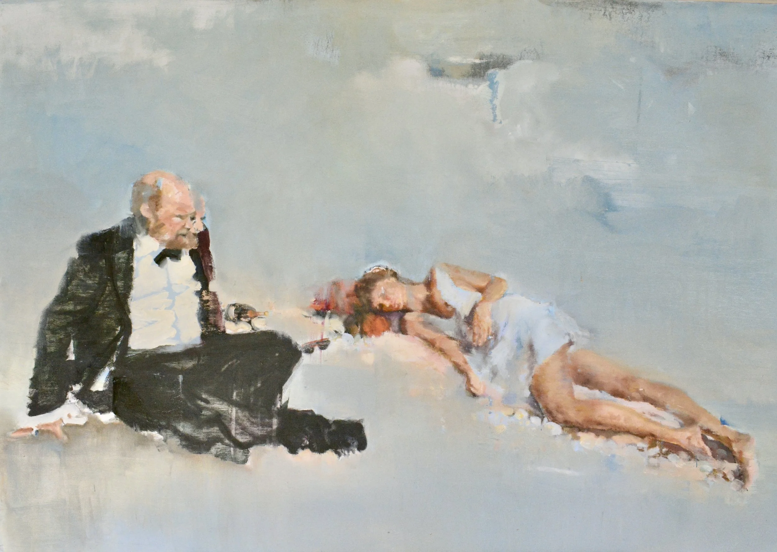 Les Naufragés, huile sur toile, 130 x 97 cm © Araso 2025 