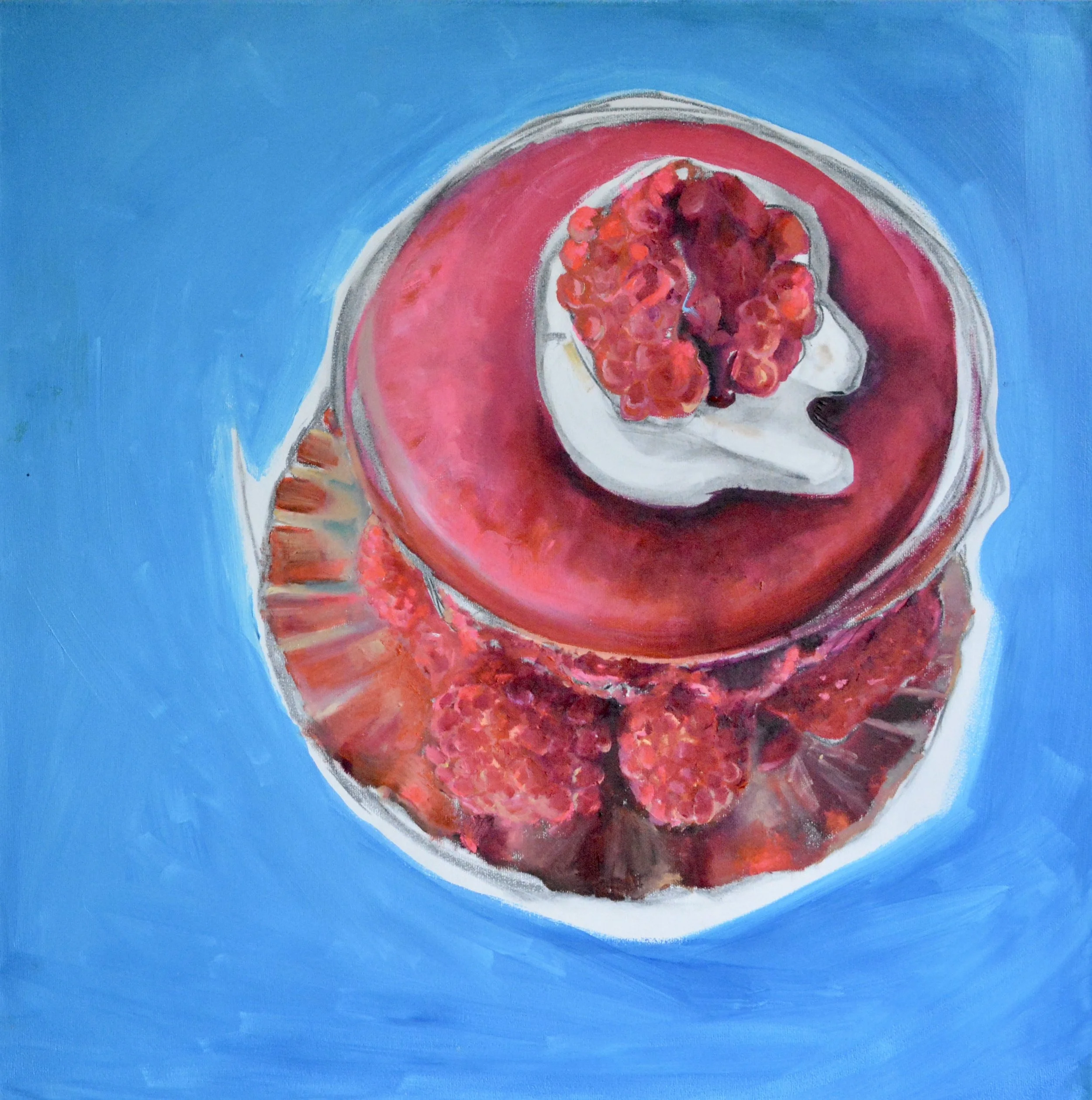 Lundi bleu (Blue monday). Huile sur toile, 60 x 60 cm © Araso 2021