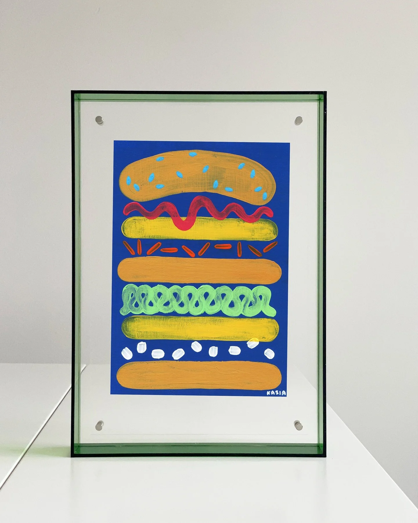 The calm spirited &lsquo;Blue Yonder&rsquo; burger recently purchased at @thegreatartistmarket by a new collector. This piece though simple in design is packed with flowing movement. Makes you think. 💭💙
