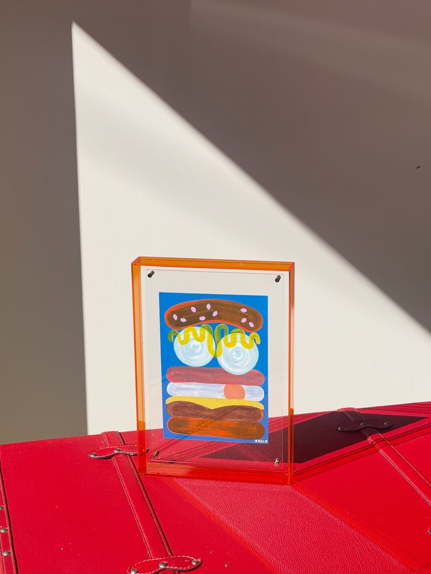 &lsquo;Get Crackin&rsquo; Breakfast Burger 🍔 I&rsquo;m finding out from the general public that a lot of people like orange! 🍊 
SOLD ✨

#acrylicpainter #burgerart #foodpainting #popart