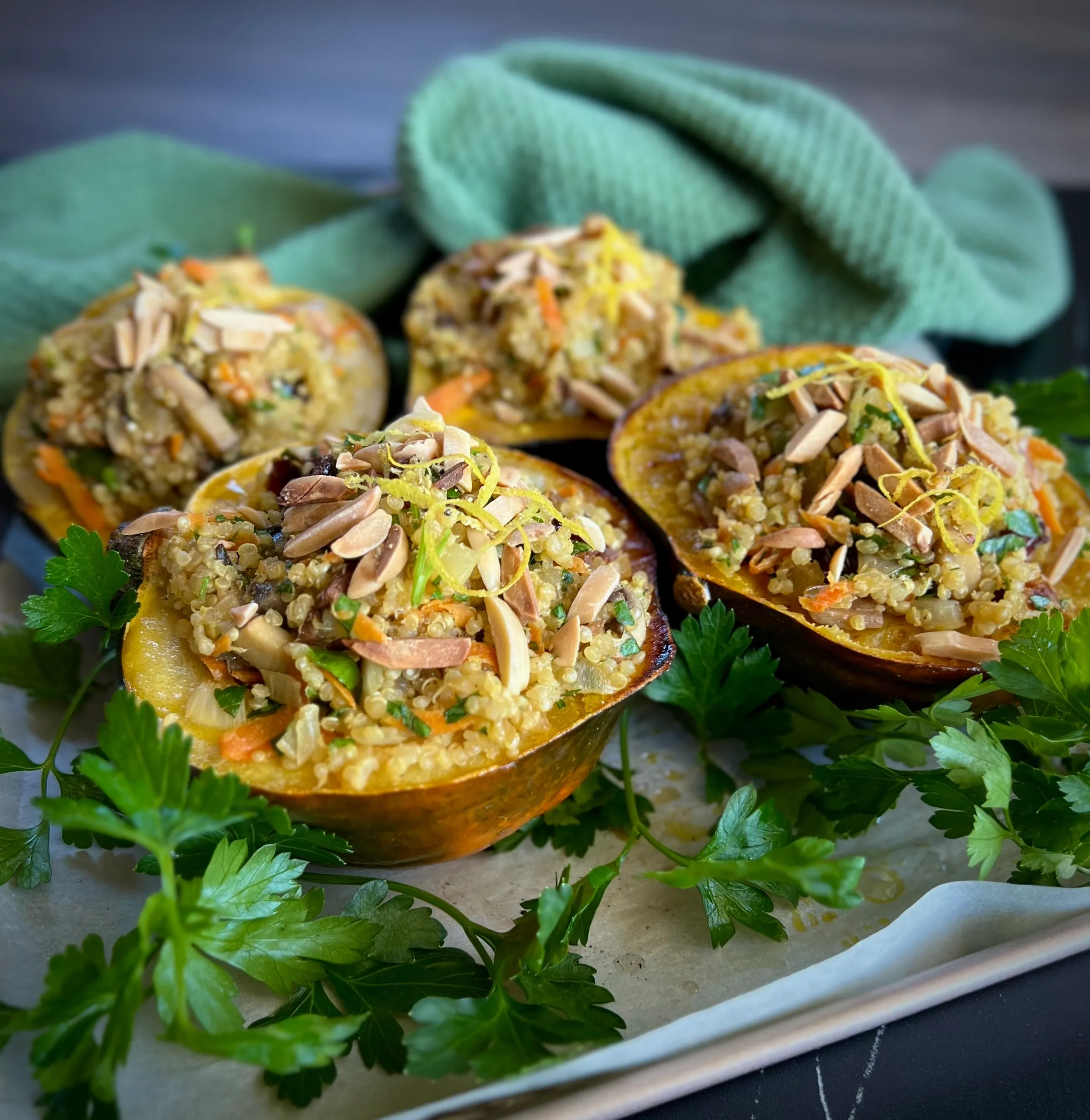 Savory Quinoa Stuffed Acorn Squash