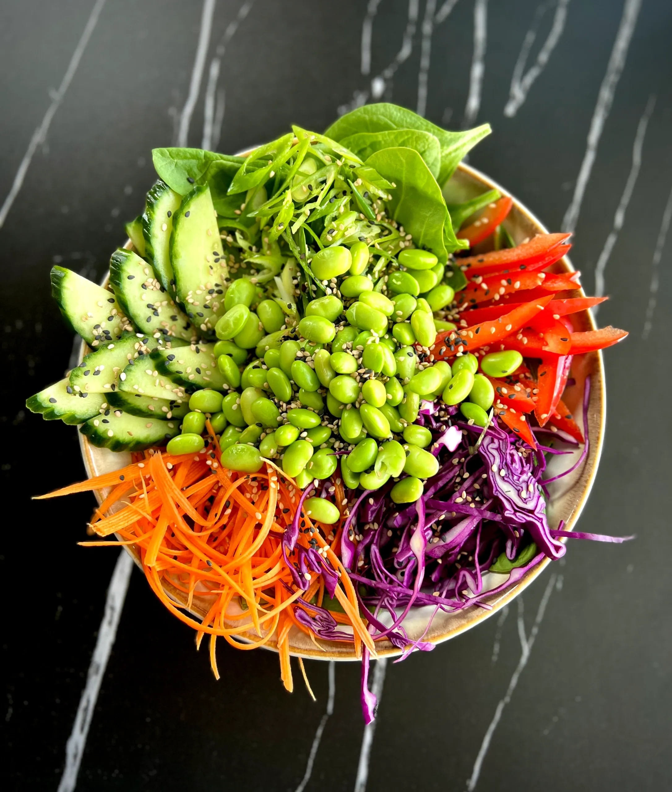 Asian Rainbow Salad with Sesame Ginger Dressing