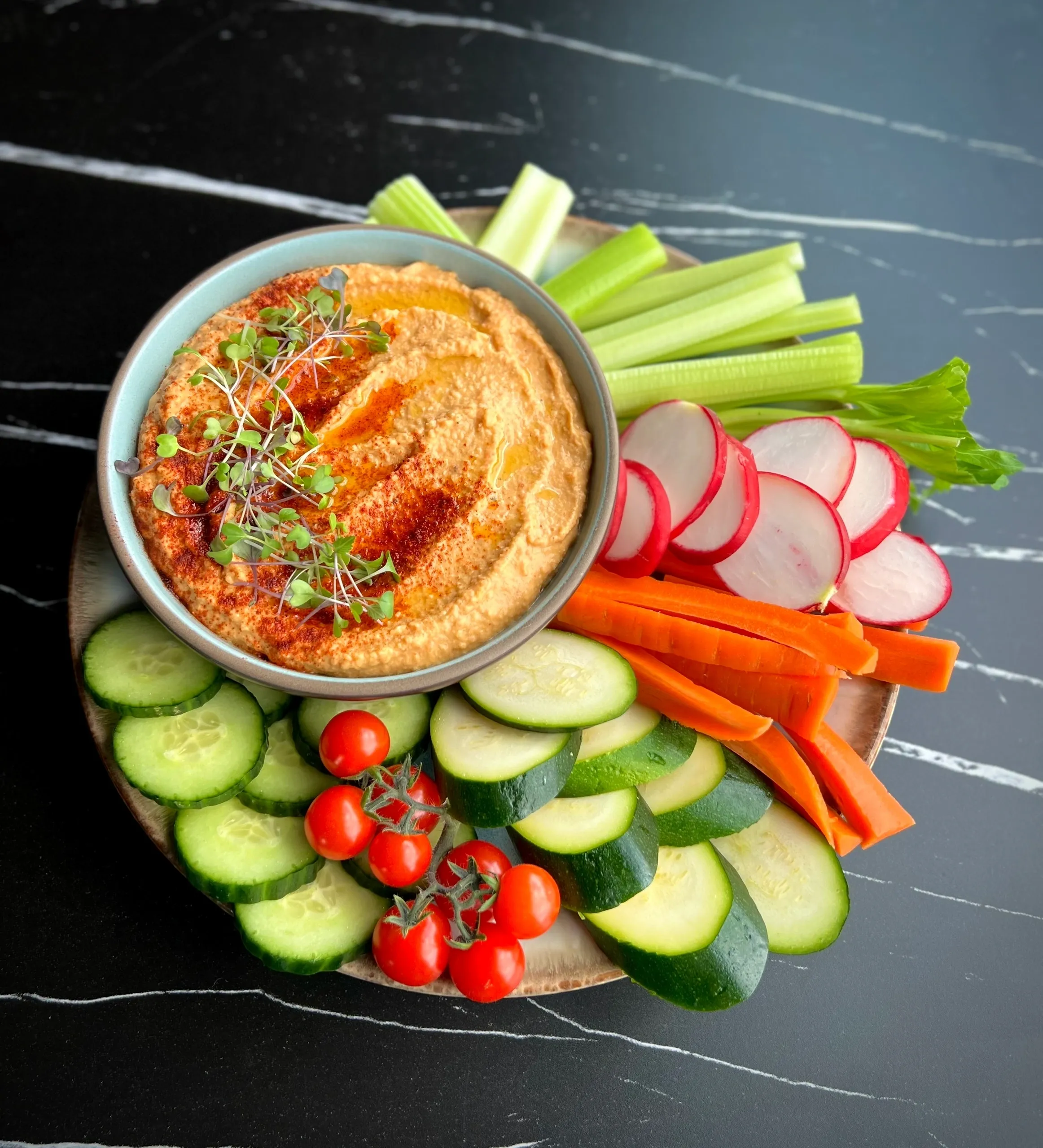 Quick and Easy 4th of July Hummus Platter