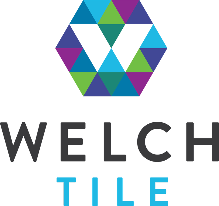 Logo featuring a colorful hexagon made of smaller triangles above the word "WELCH" in black font and "TILE" in colorful blocks.