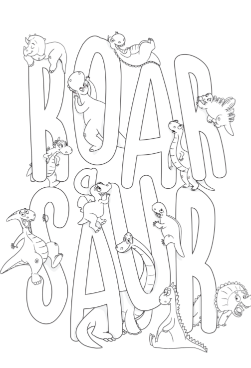 Roar A Saur Book Cover Colouring Template