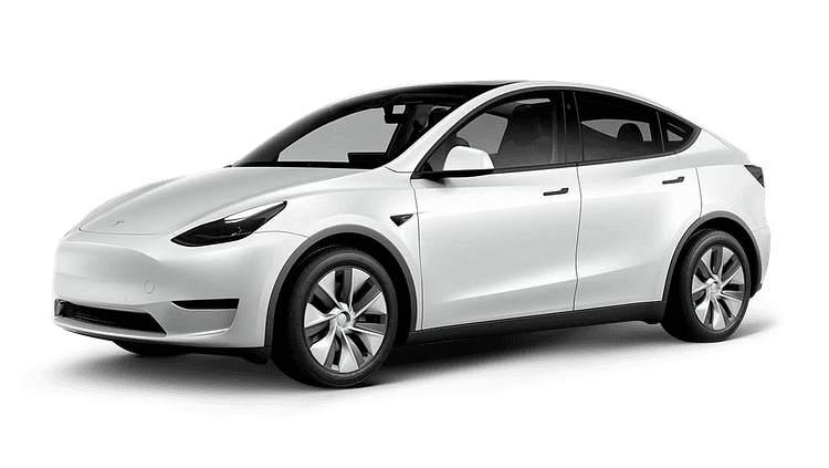 Silver Tesla Model 3 electric car on a black background