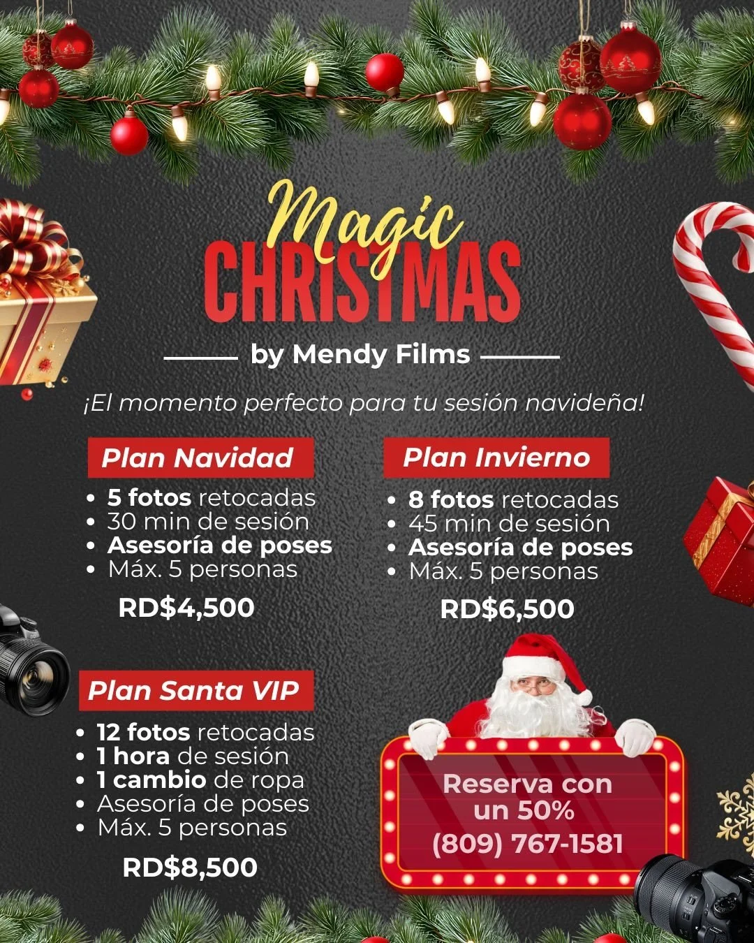 Nuestro Set Navide&ntilde;o en MendyFilms Estudio ha abierto sus puertas oficialmente. Ven a crear recuerdos inolvidables con los que m&aacute;s amas en un escenario lleno de encanto y alegr&iacute;a. 🎅📸

📩 Agenda tu sesi&oacute;n hoy mismo y no t