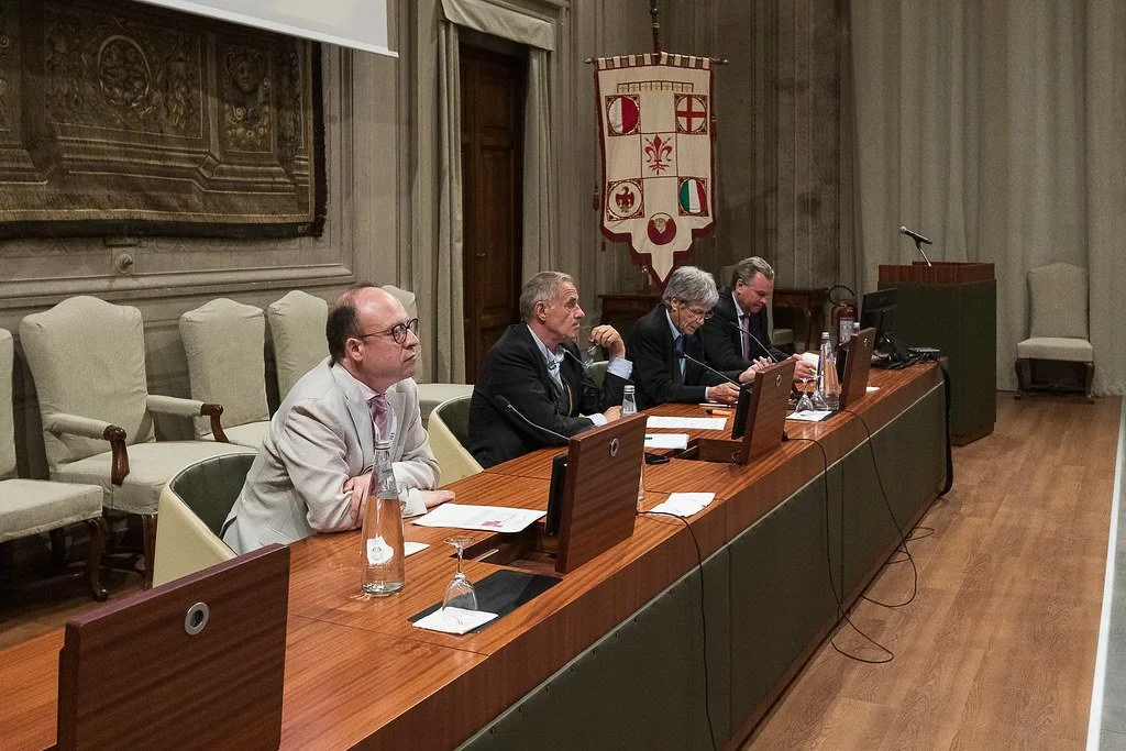 The opening roundtable. Aula Magna, Rector's Office Building, 8 May 2025. Photo: Andrea Pecchioli / Fotoproject.