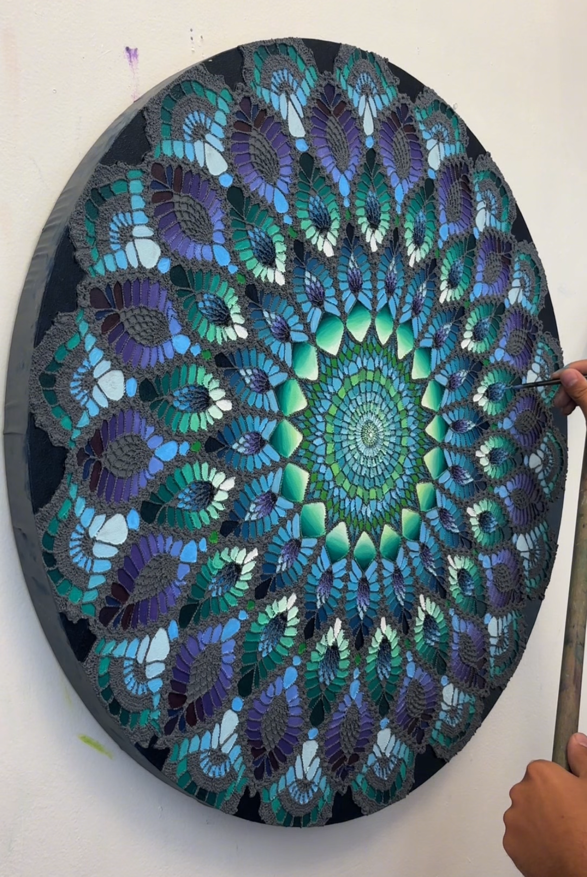 Process picture
Blue Doily Mandala
2026
30" diameter
Oil and mixed media on canvas