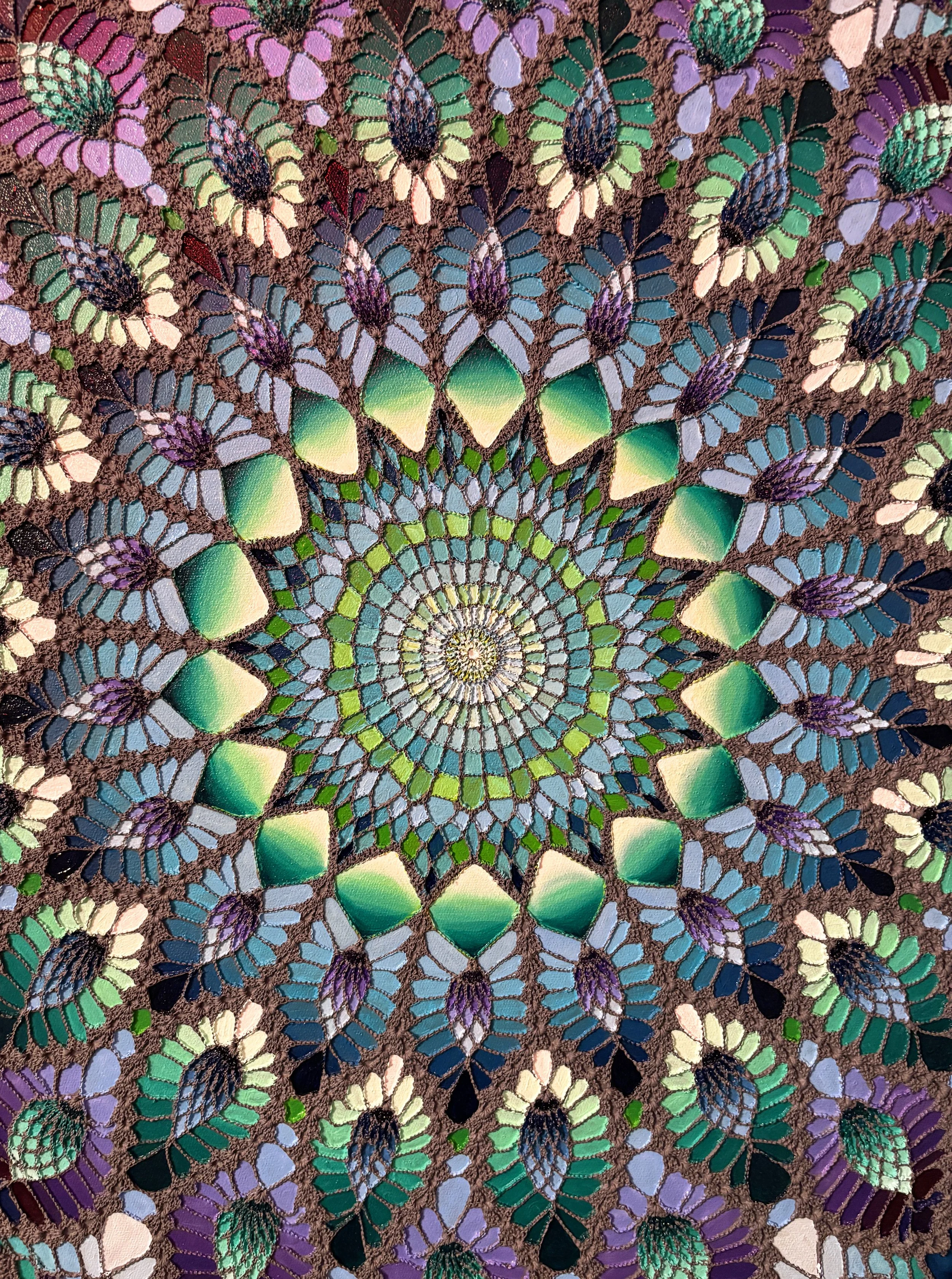 Blue Doily Mandala
2026
30" diameter
Oil and mixed media on canvas
