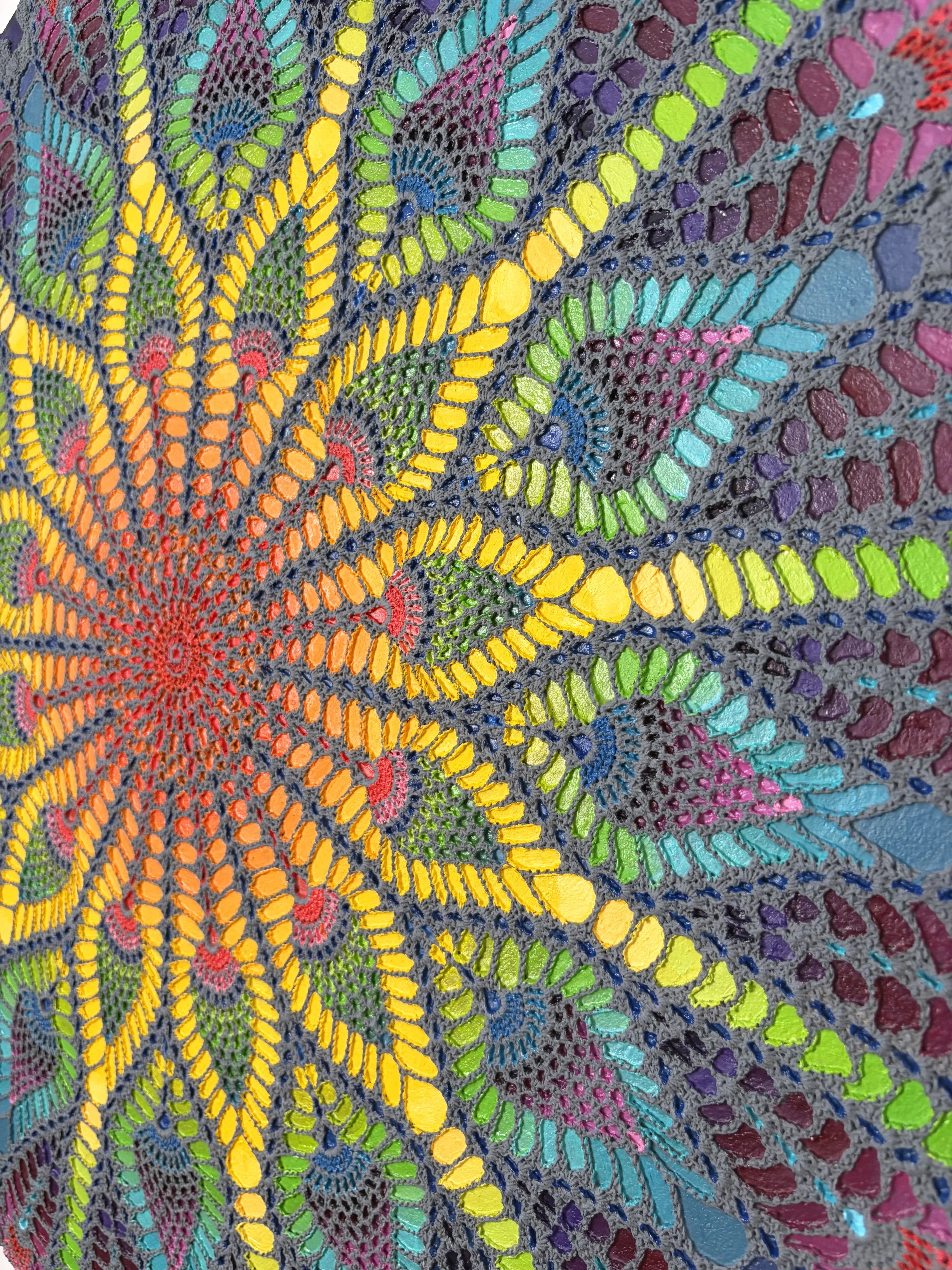 Chakra Doily Mandala
2026
28" diameter
Oil and mixed media on wood panel