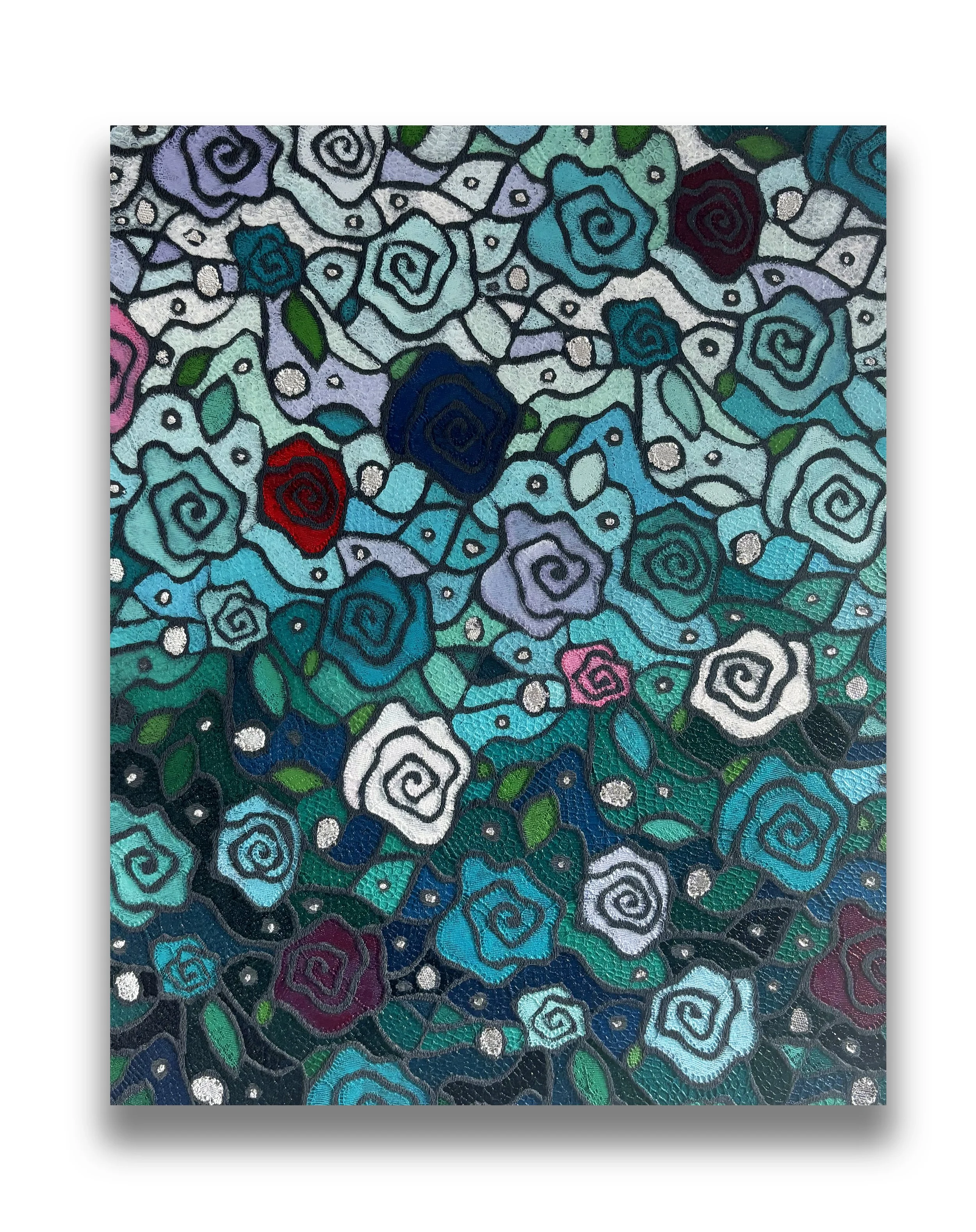 Blue and Purple Rose Lace Painting
2025
18x24"
Oil and mixed media on canvas