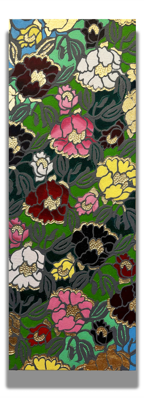 Multicolored Golf Leaf Lace Painting