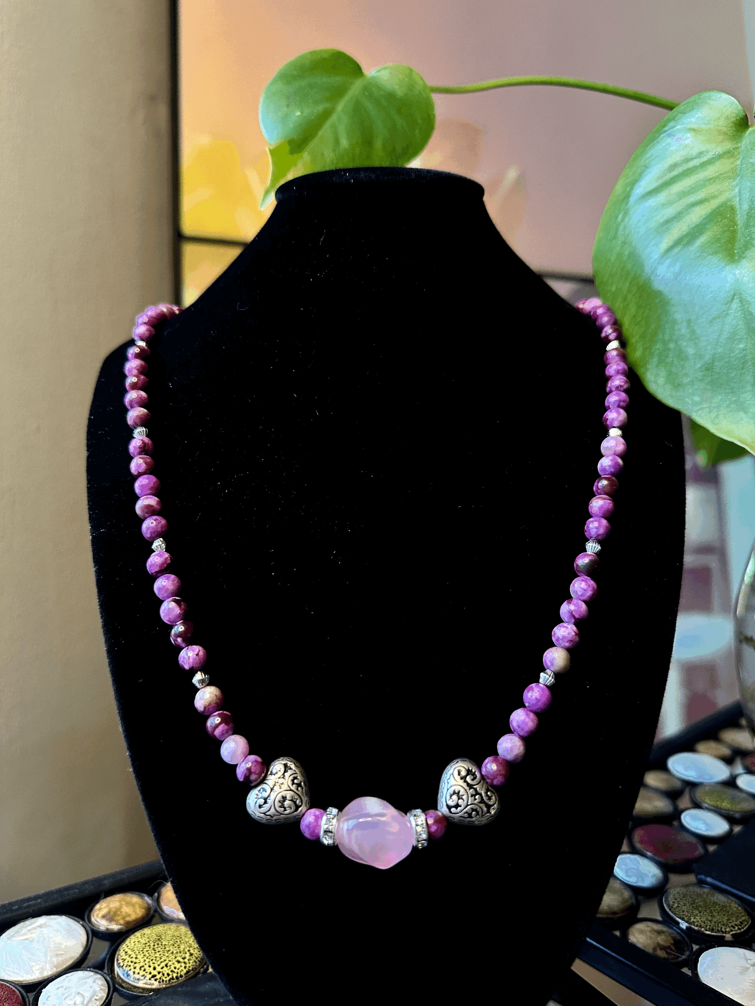 Pink & Purple Heart Necklace