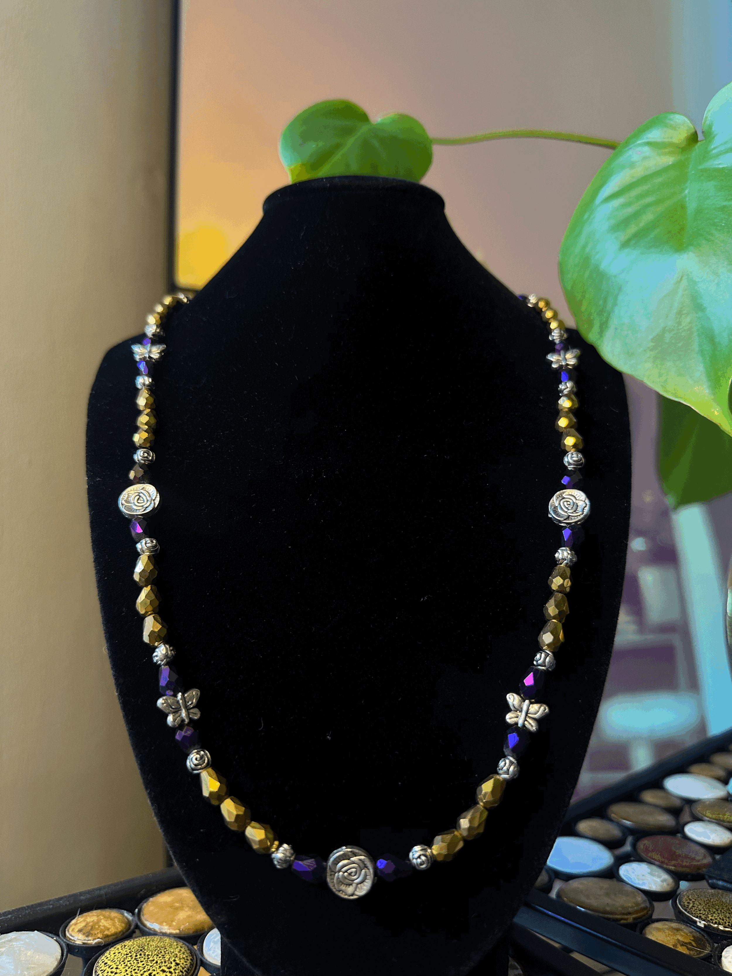 Purple & Gold Butterfly Necklace