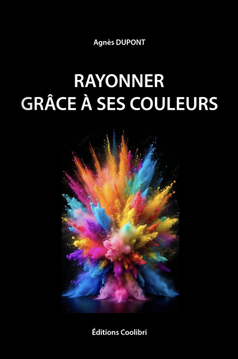Couverture d'un livre avec explosion de poudres de couleurs vives et texte en français.