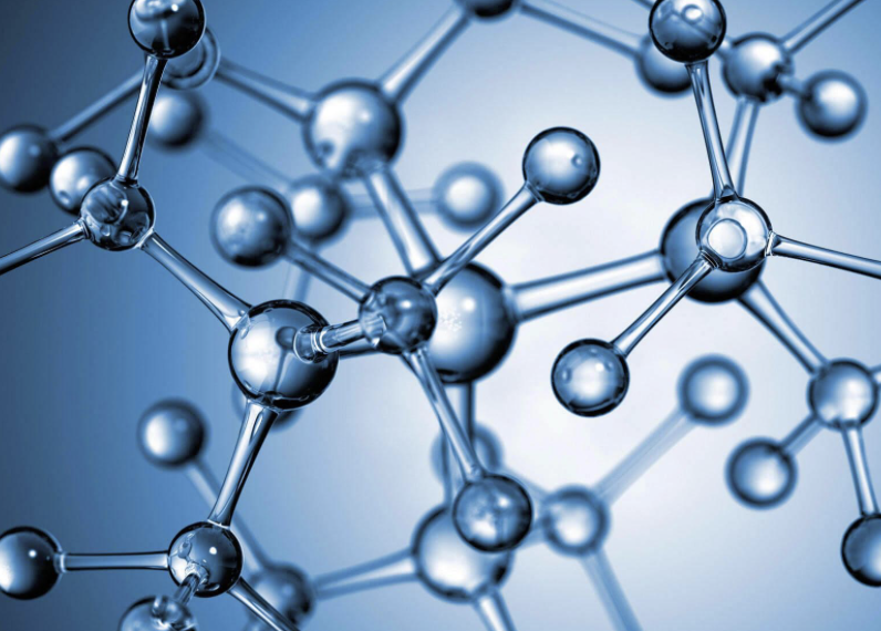 Représentation schematique d'une molécule avec des atomes reliés par des liaisons