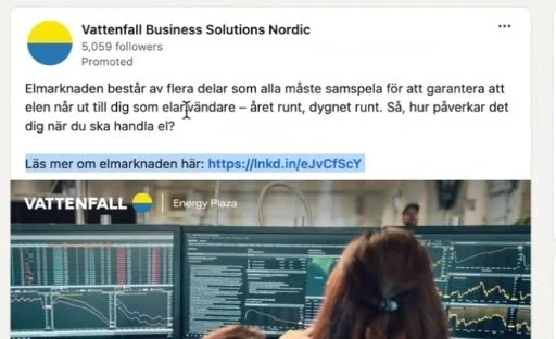 SoMe-copy för Vattenfall (i den eminenta copywritern Sandra Mickelsson frånvaro)