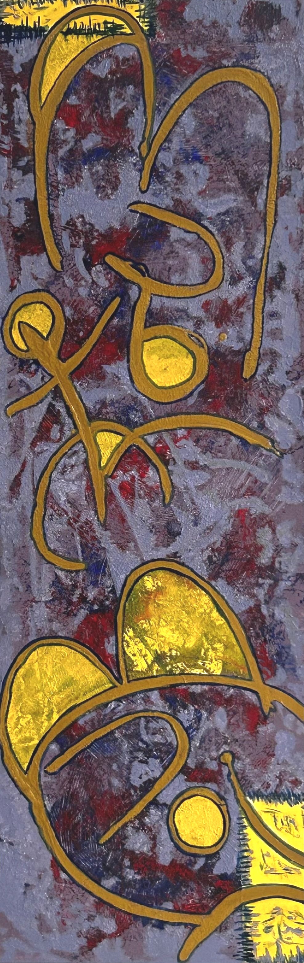 Intégration 4, Hommage à Hubert Reeves, triptyque, 3/3, acrylique sur toile, 12 X 36 po, 2023
