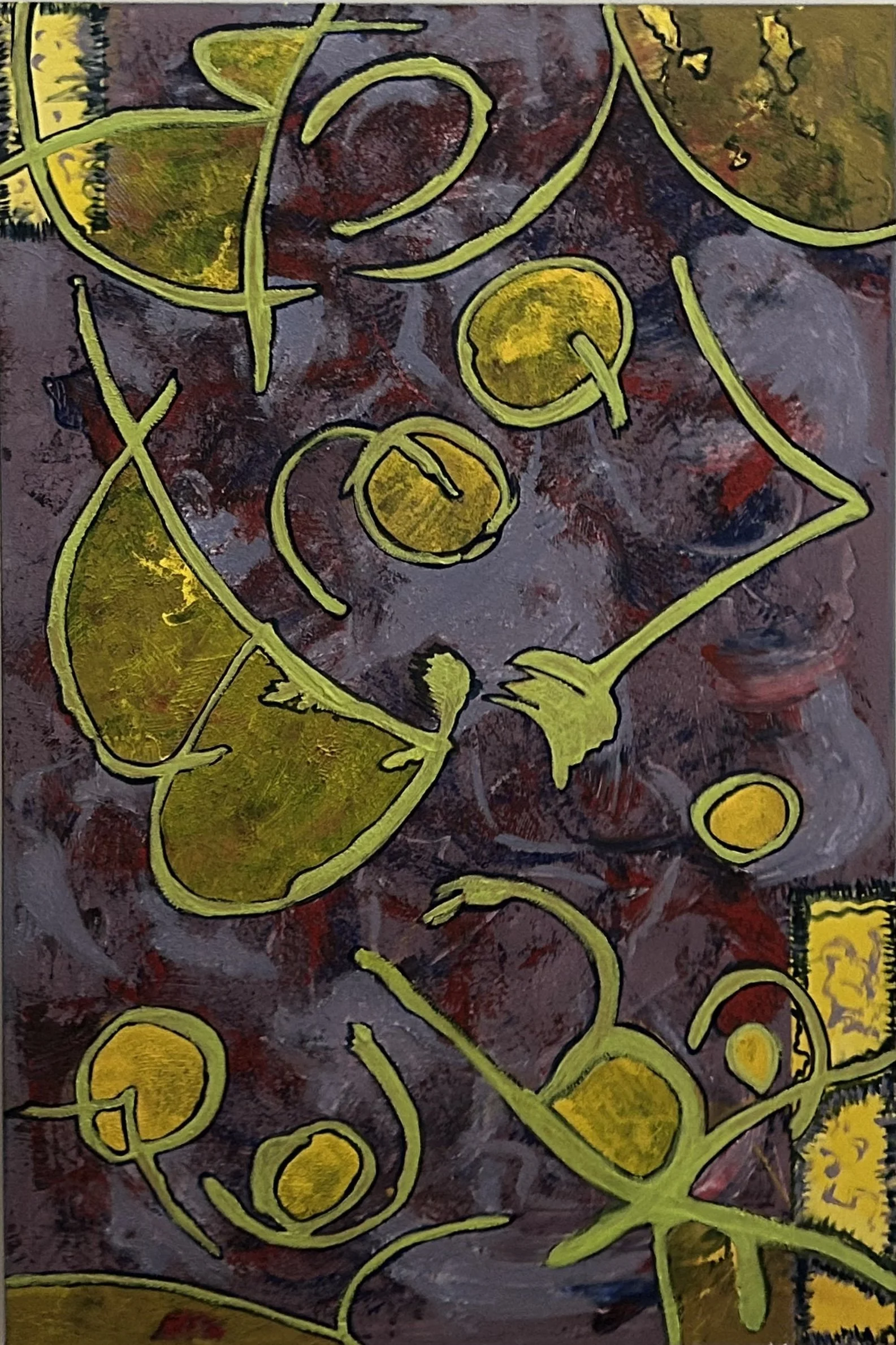 Intégration 4, Hommage à Hubert Reeves, triptyque, 2/3, acrylique sur toile, 24 X 36 po, 2023