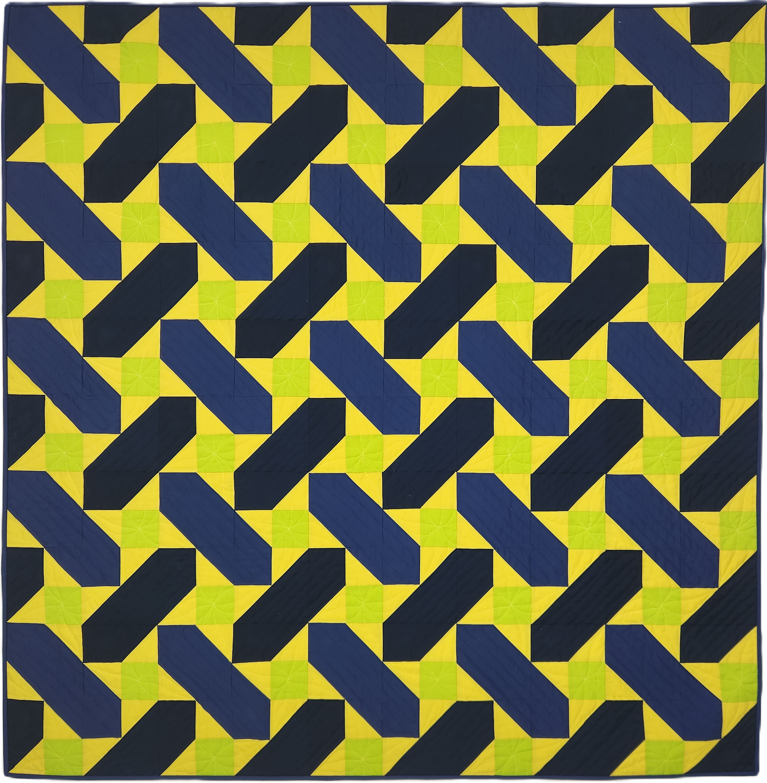 Modern quilt in bright colors