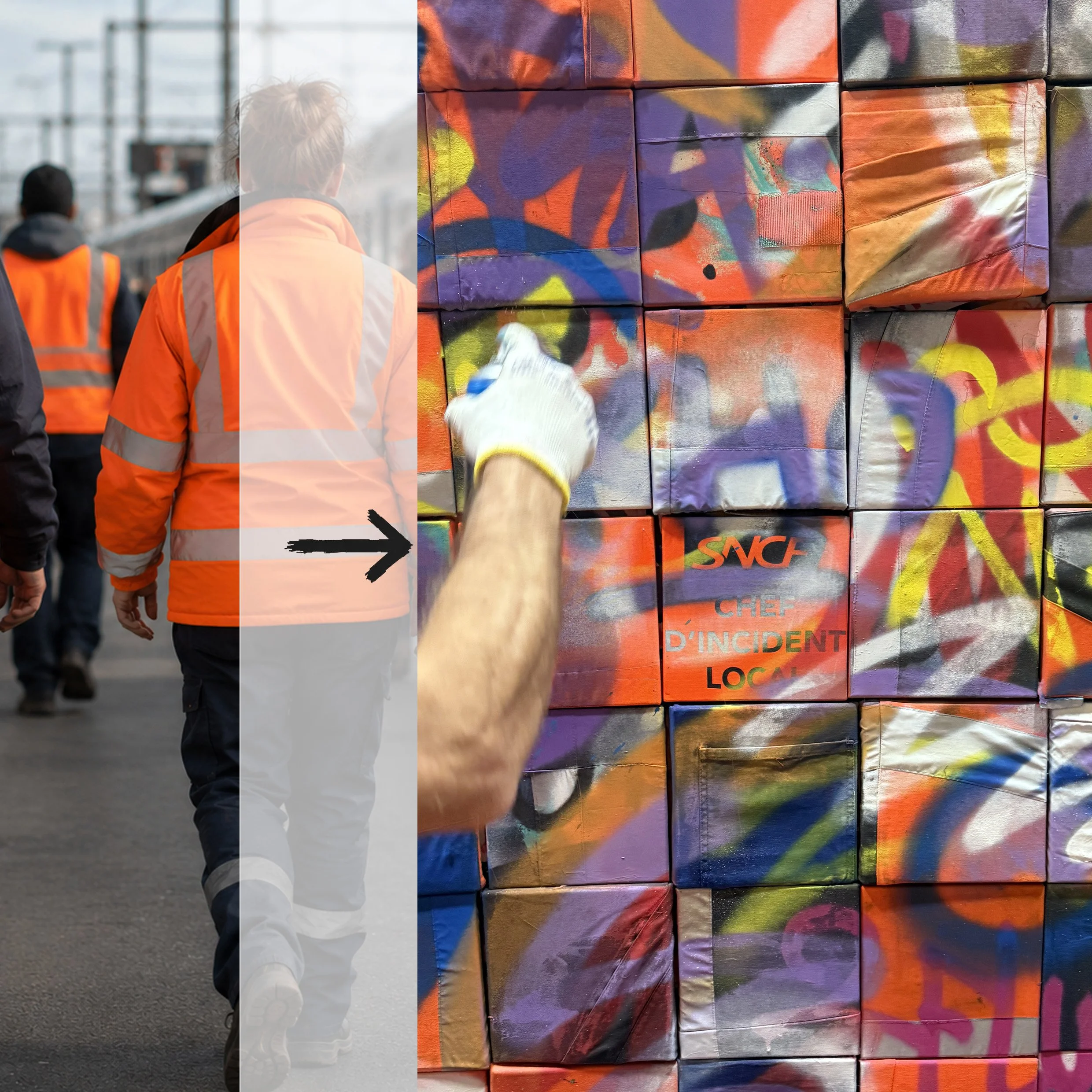 Né de vêtements SNCF revalorisés / TEE SNCF × Kholab — 150 toiles en vêtements pro