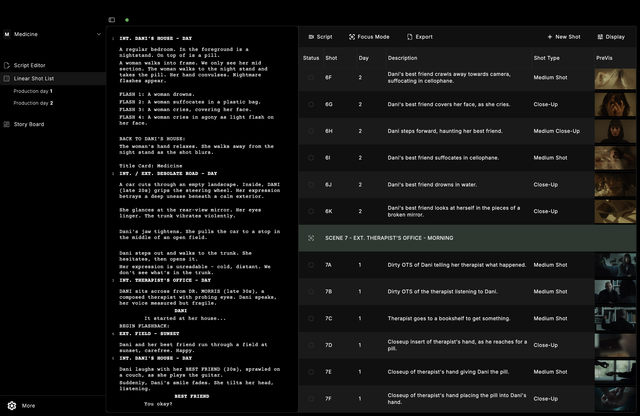 Film pre-production software