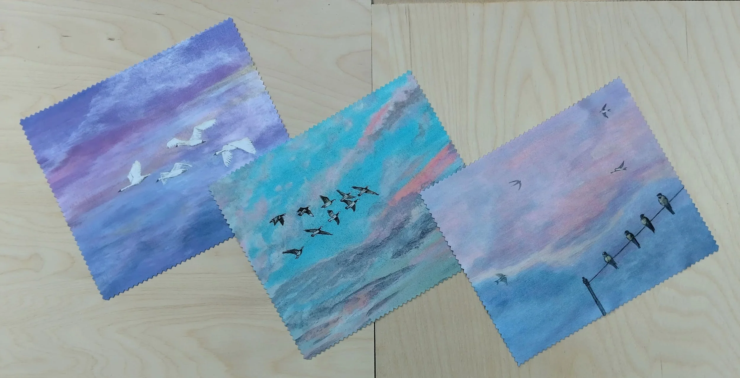 Glasses Cleaning Cloth - Set of 3 bird designs