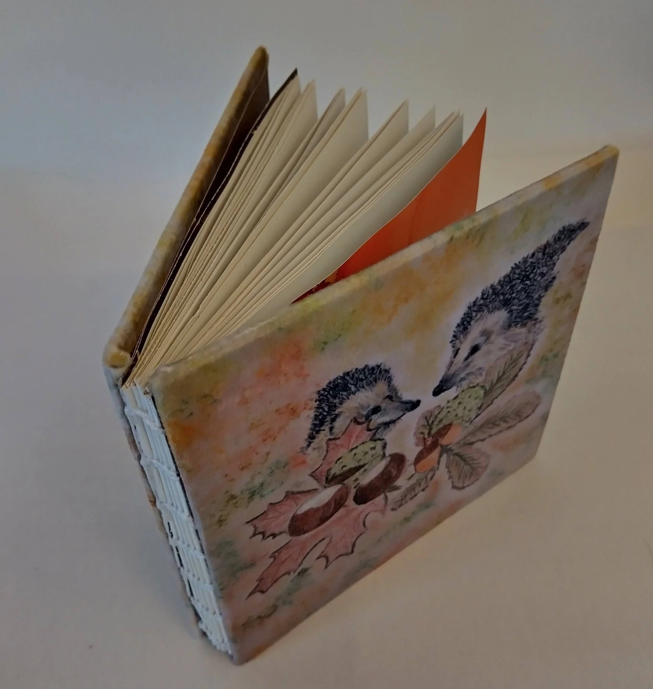 Handmade Notebook or Sketchbook - Cover design, "Hedgehogs"