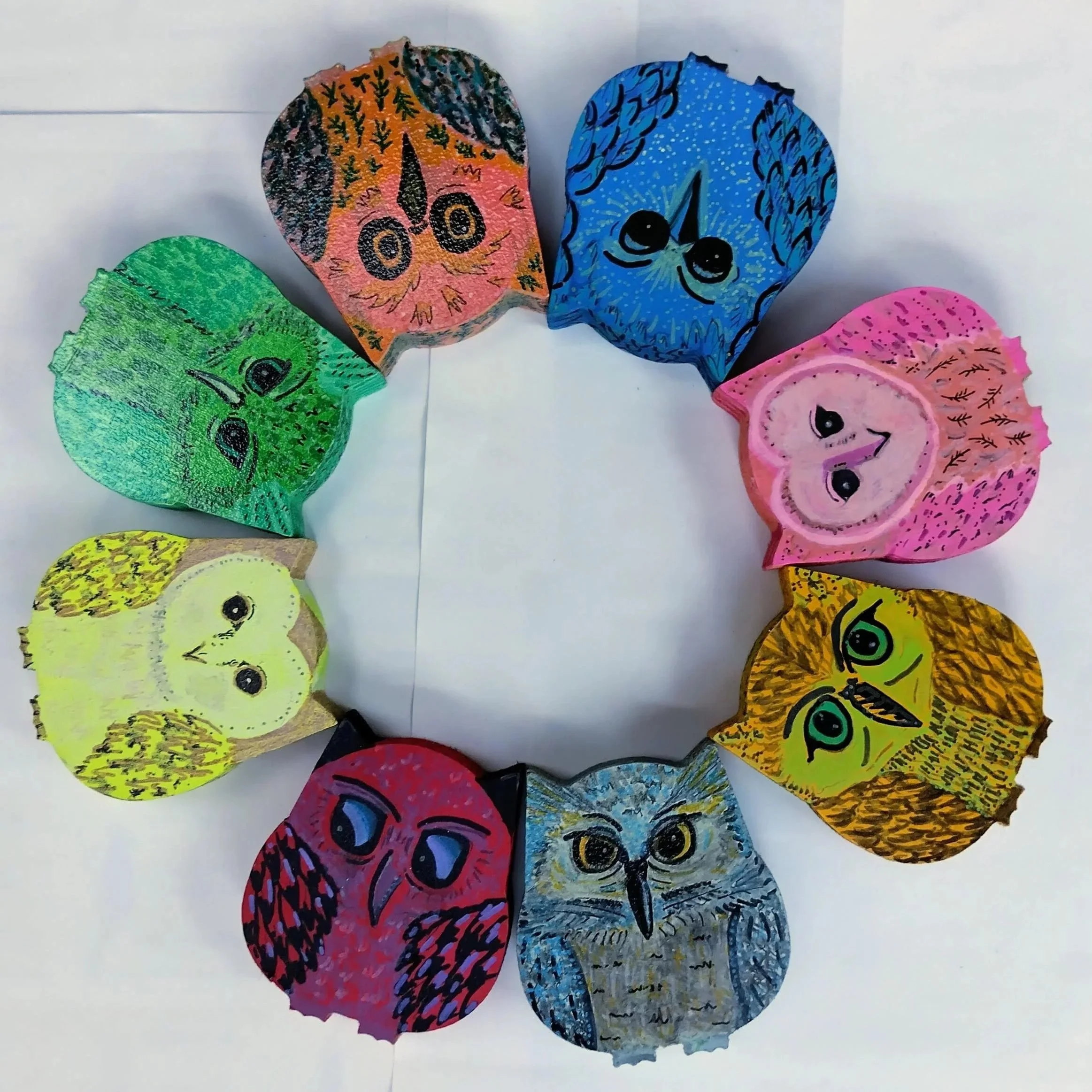 Improbable Owls - Blue and Green