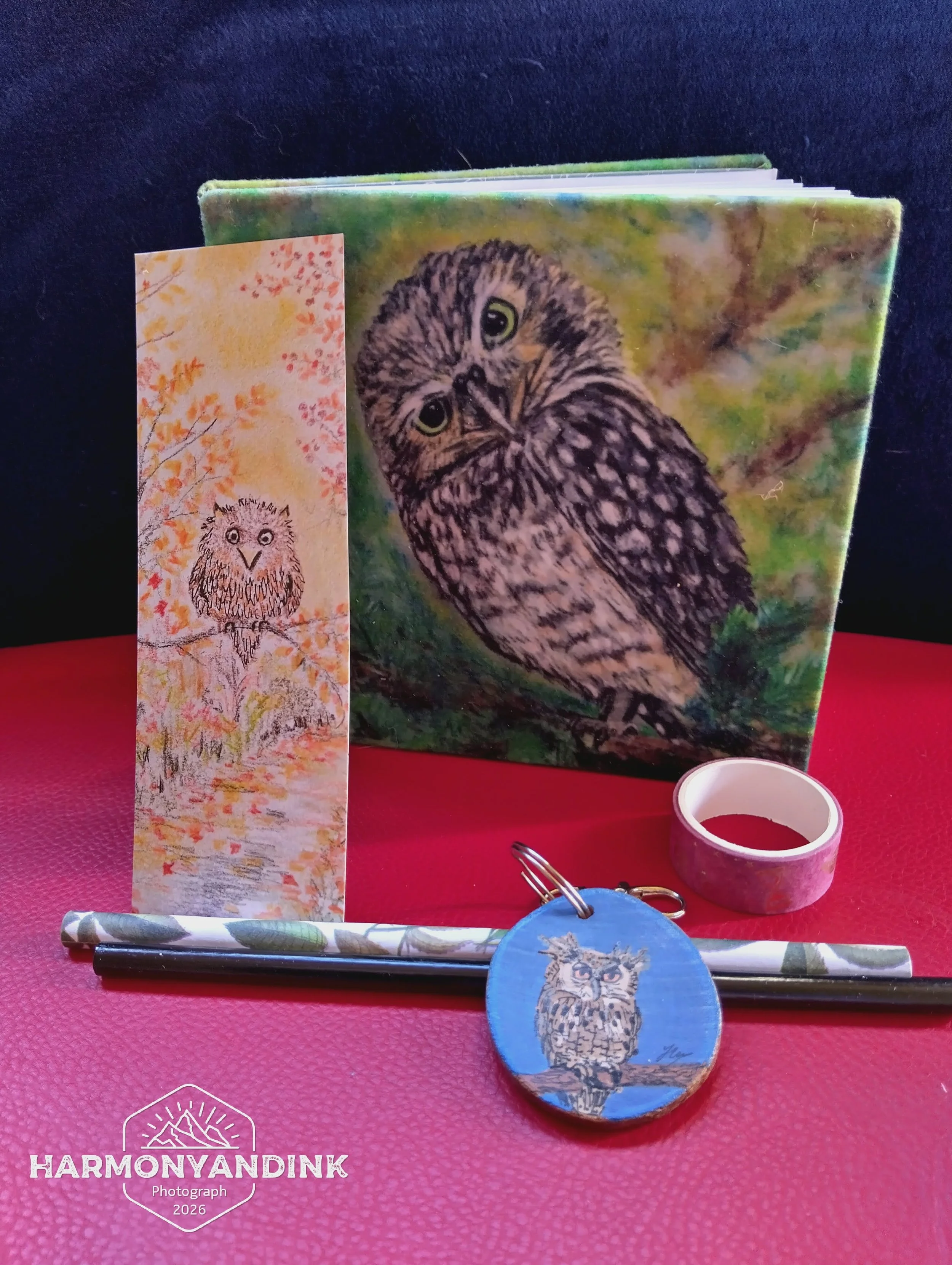 Gift Box 1 - Owls. Handmade notebook gift set