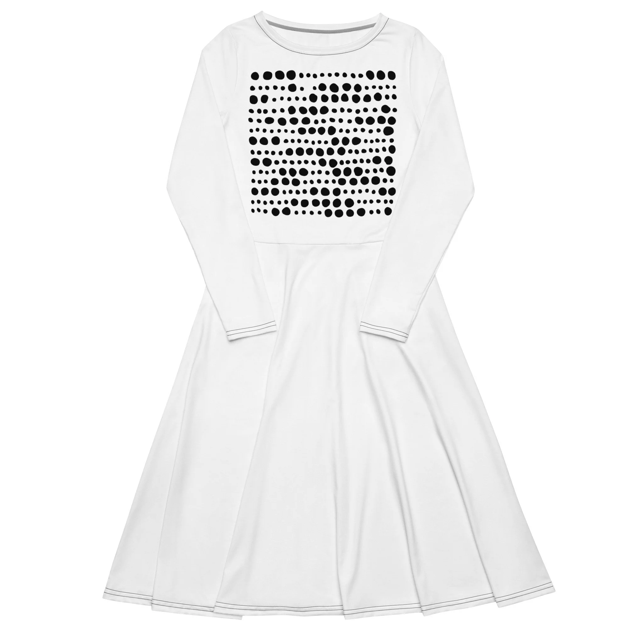 All-over print long sleeve midi dress