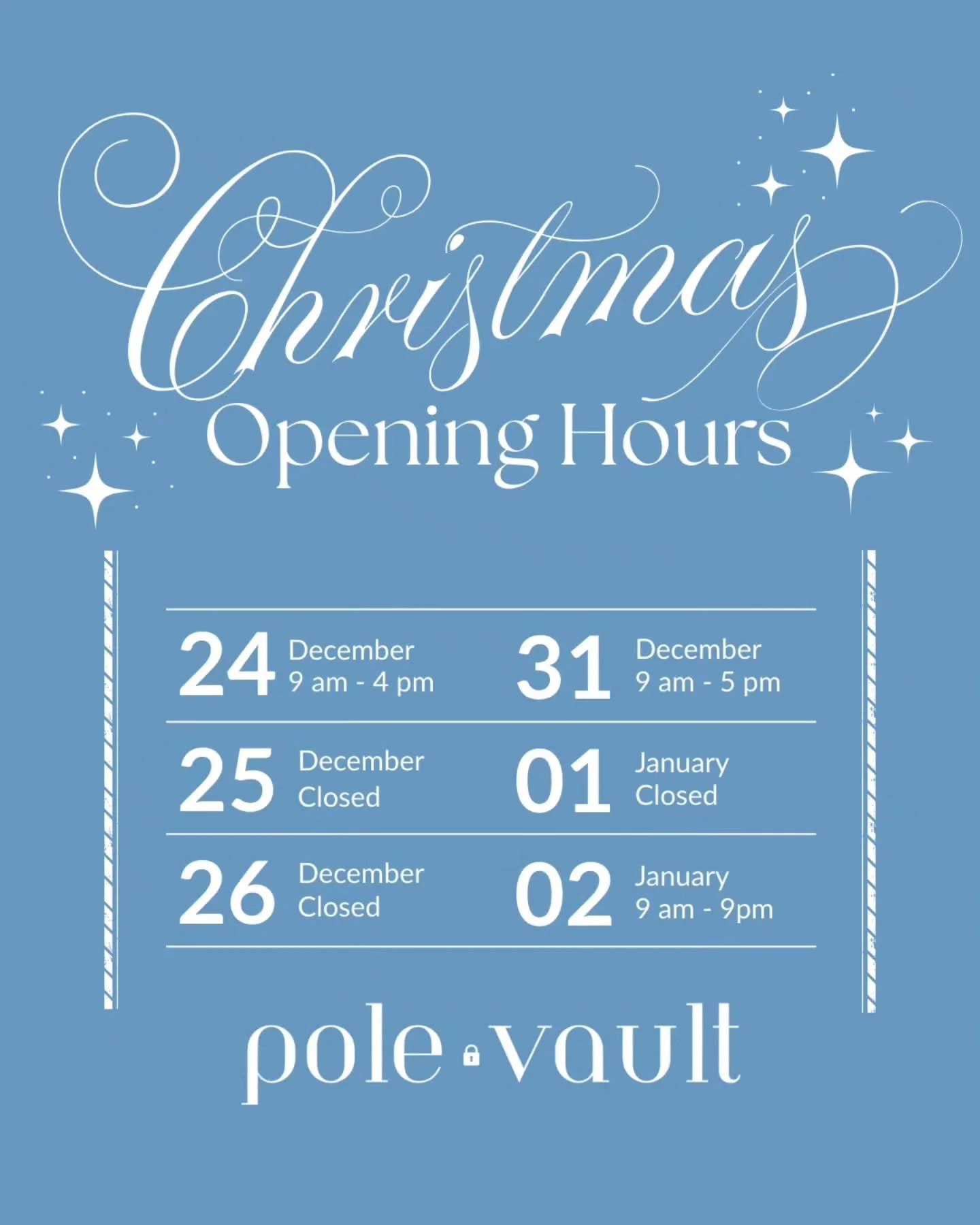🎄 Christmas Festive Opening hours 🥂

We have kept opening hours as long as we could to give you all a chance to get your practice in over the next couple weeks. 

Merry Christmas and Happy New Year!
