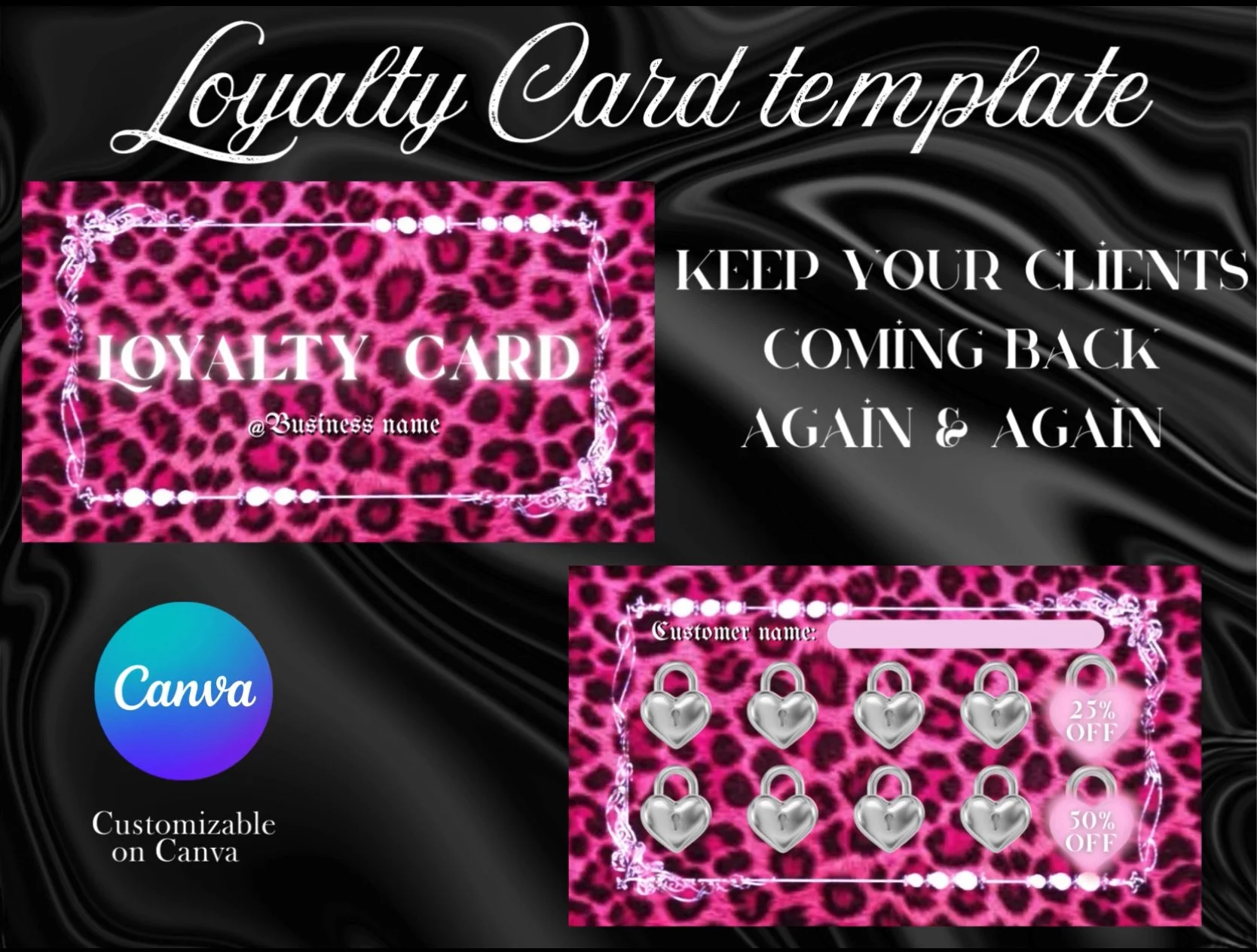 Pink Y2K cheetah print Loyalty Card