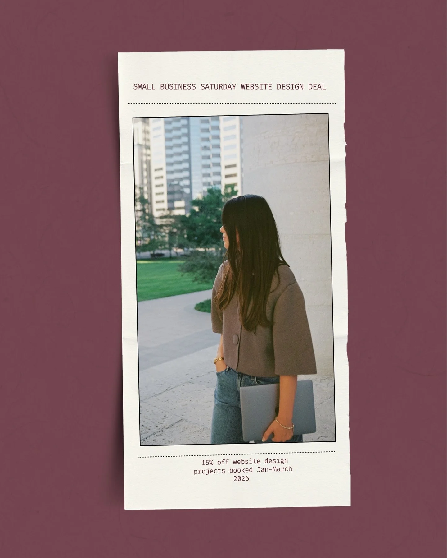 In honor of Small Business Saturday and all the love and support for my little business  I&rsquo;m excited to share this offer!

Now through Dec 1, secure your spot for Jan&ndash;March 2026 projects and enjoy 15% off website design (this applies to b