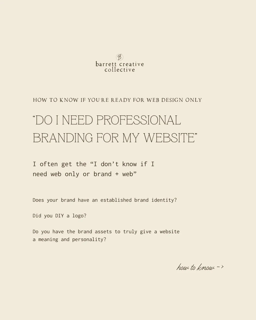 &ldquo;I&rsquo;m not sure if I need web only or brand + web&rdquo;

Truth is, a website can only be as strong as the brand behind it.

Branding builds trust.
Websites convert visitors into clients.

And when they work together, that&rsquo;s where the